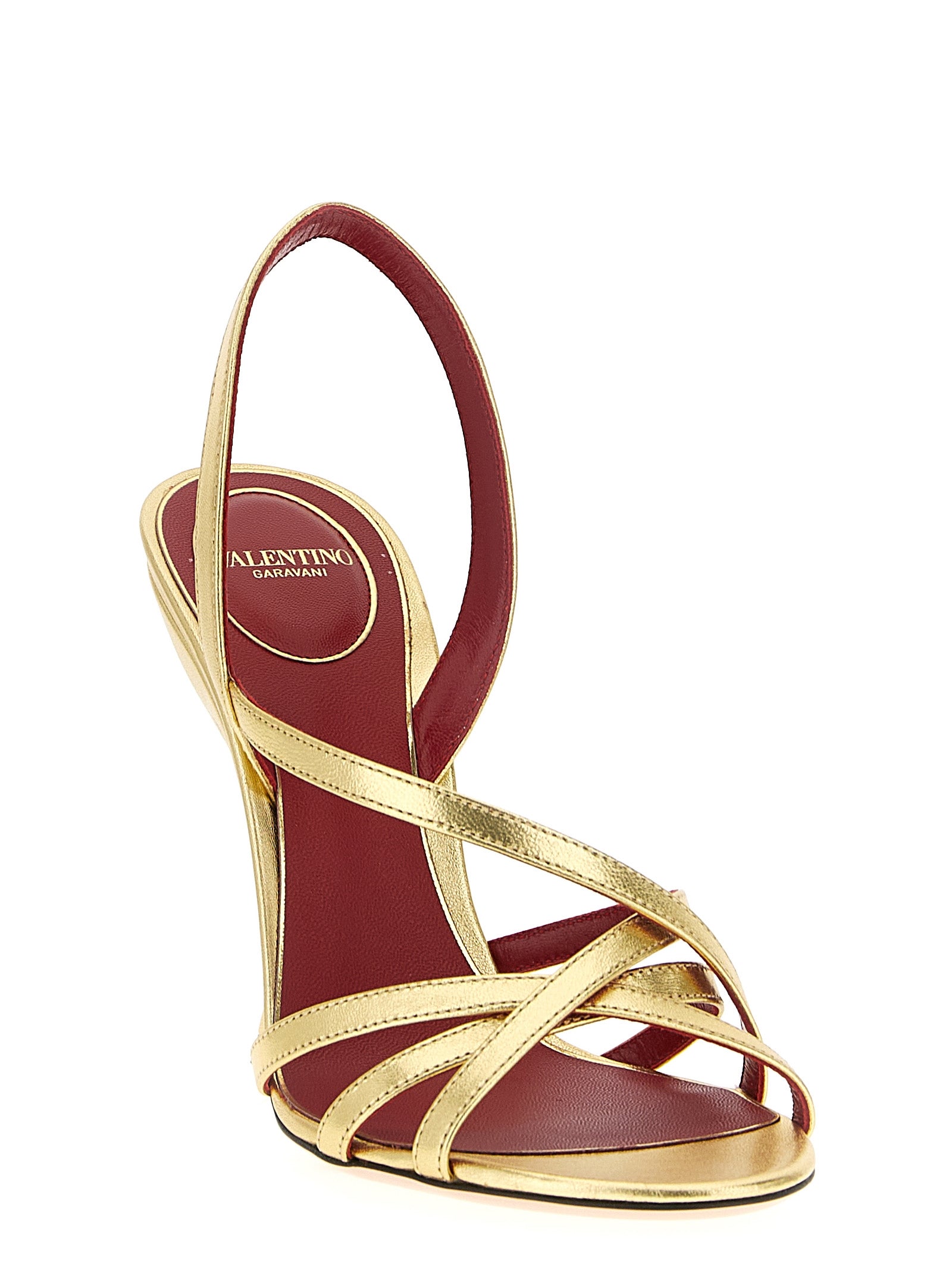Valentino Garavani Stiletto-Sandalen aus Lammleder in Gold