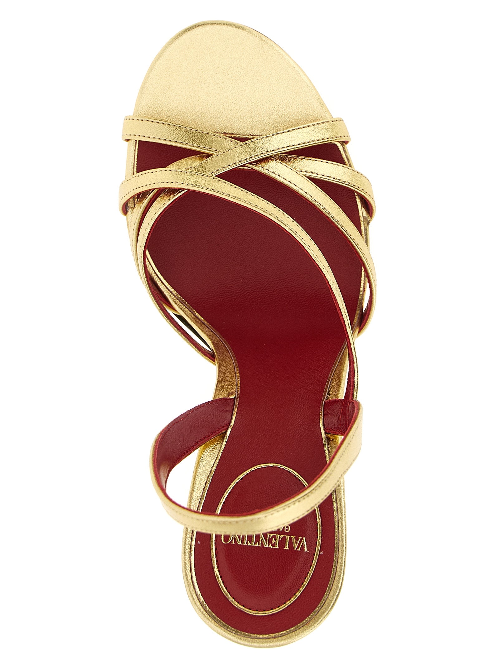 Valentino Garavani Stiletto-Sandalen aus Lammleder in Gold