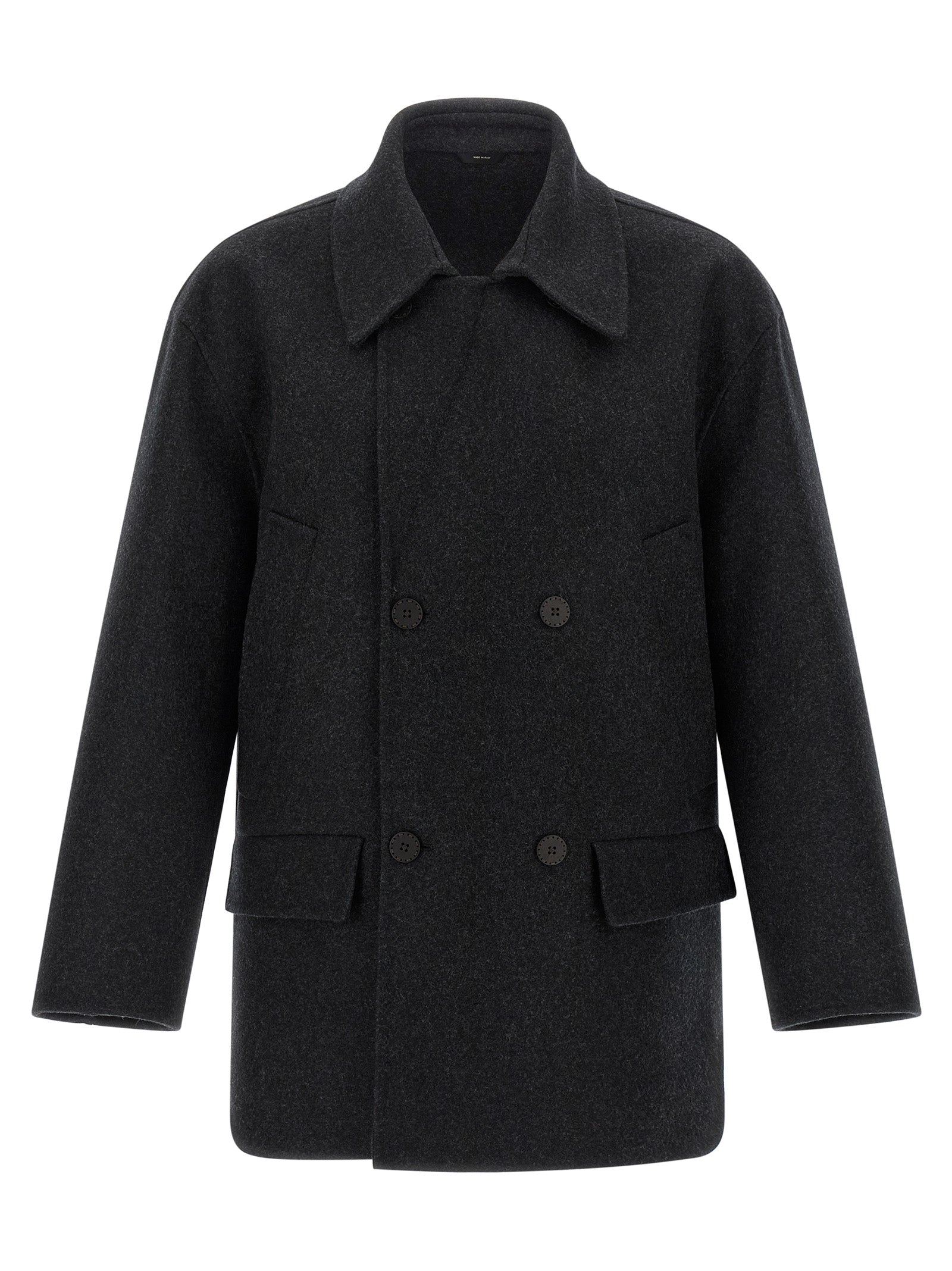 Fendi Grauer Wollmantel aus reiner Schurwolle