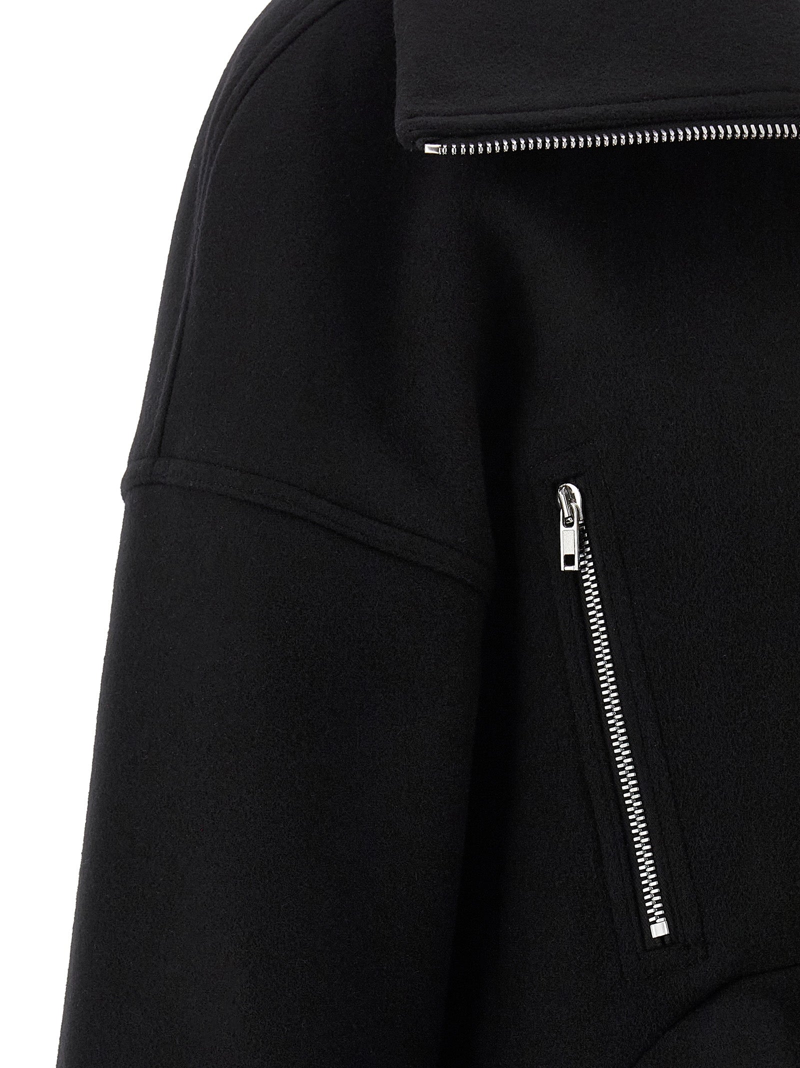 Rick Owens Schwarzer Wollmantel aus reiner Schurwolle