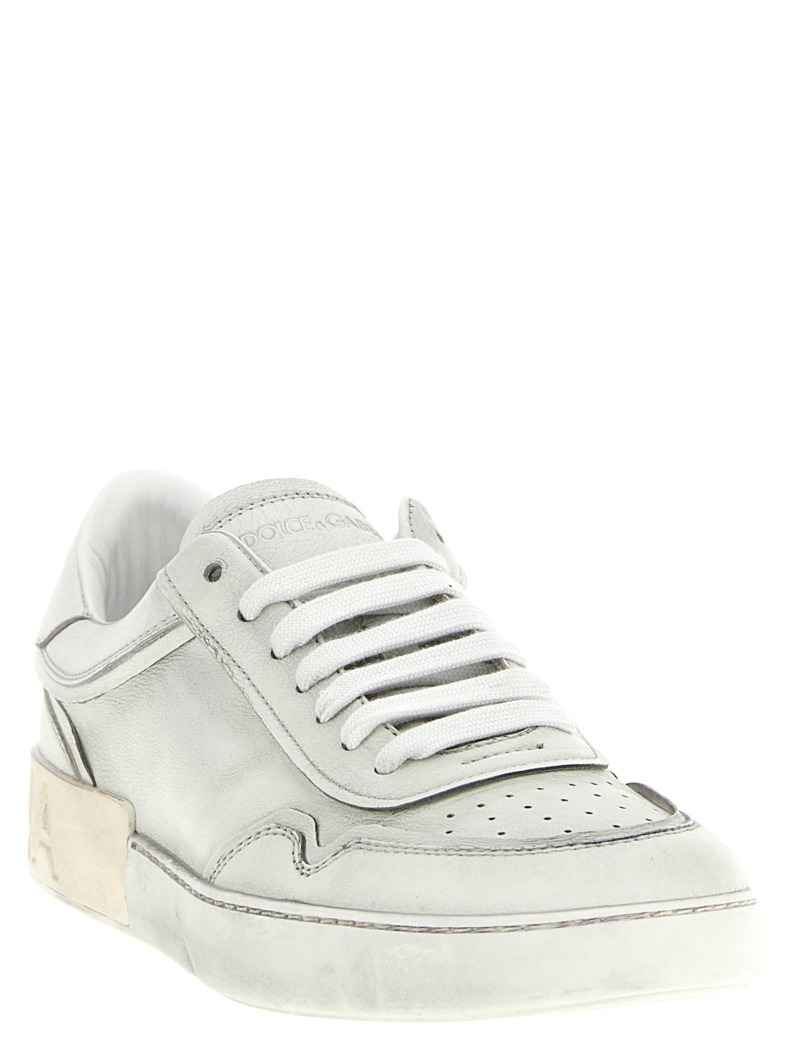 Dolce & Gabbana Weiße Low-Top-Sneaker aus Lammleder