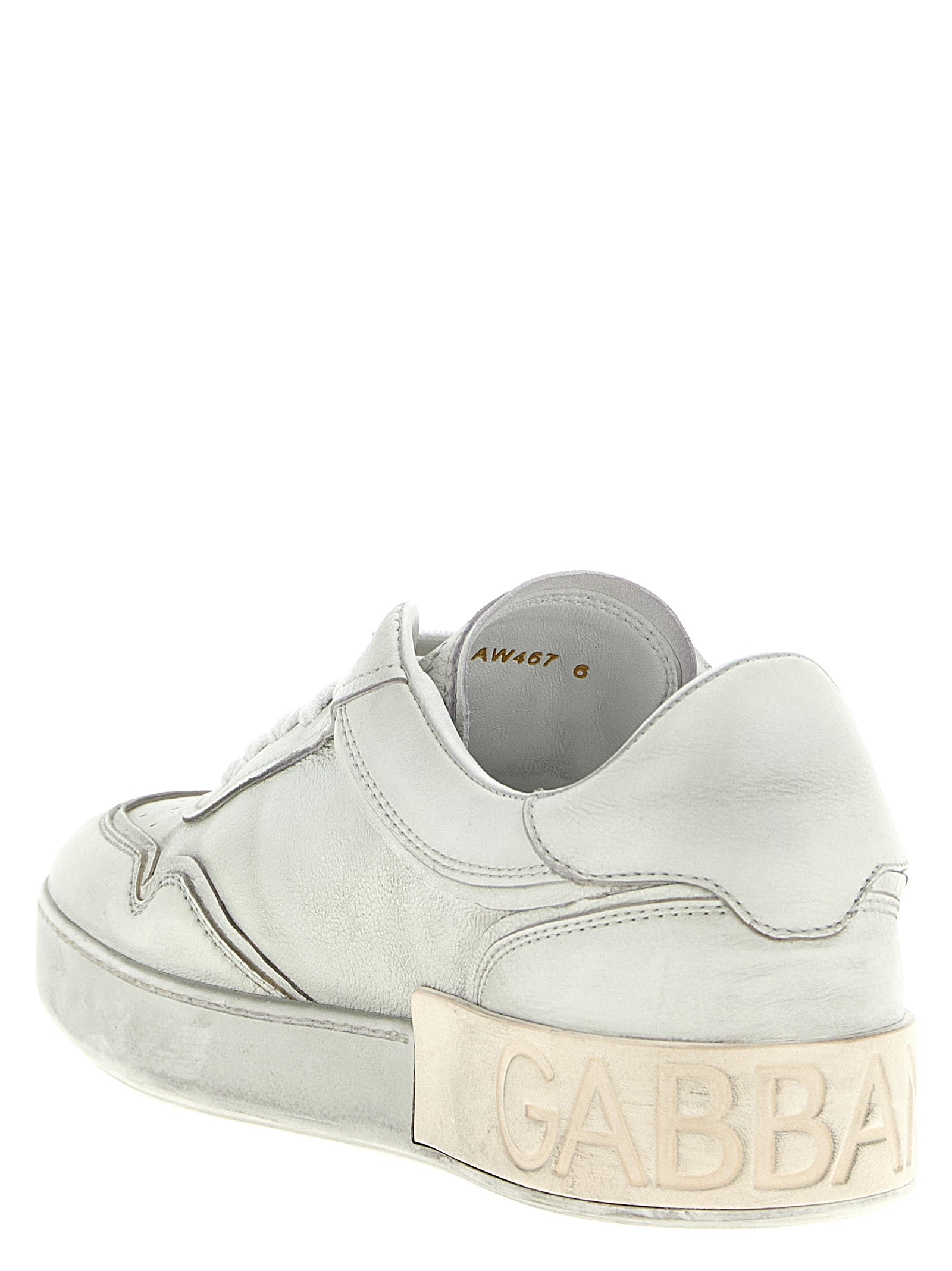 Dolce & Gabbana Weiße Low-Top-Sneaker aus Lammleder
