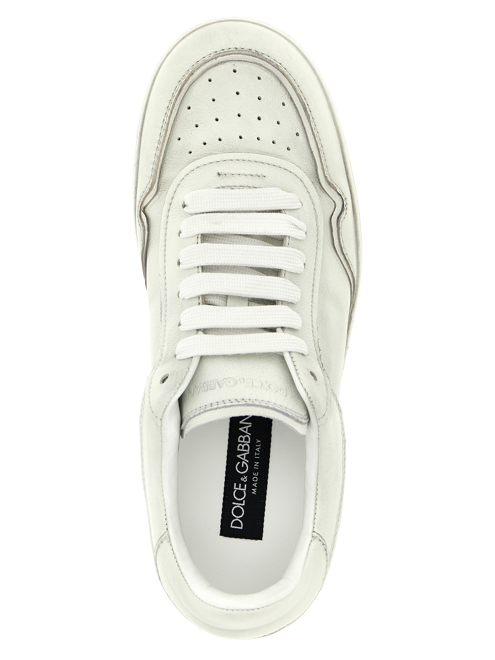 Dolce & Gabbana Weiße Low-Top-Sneaker aus Lammleder
