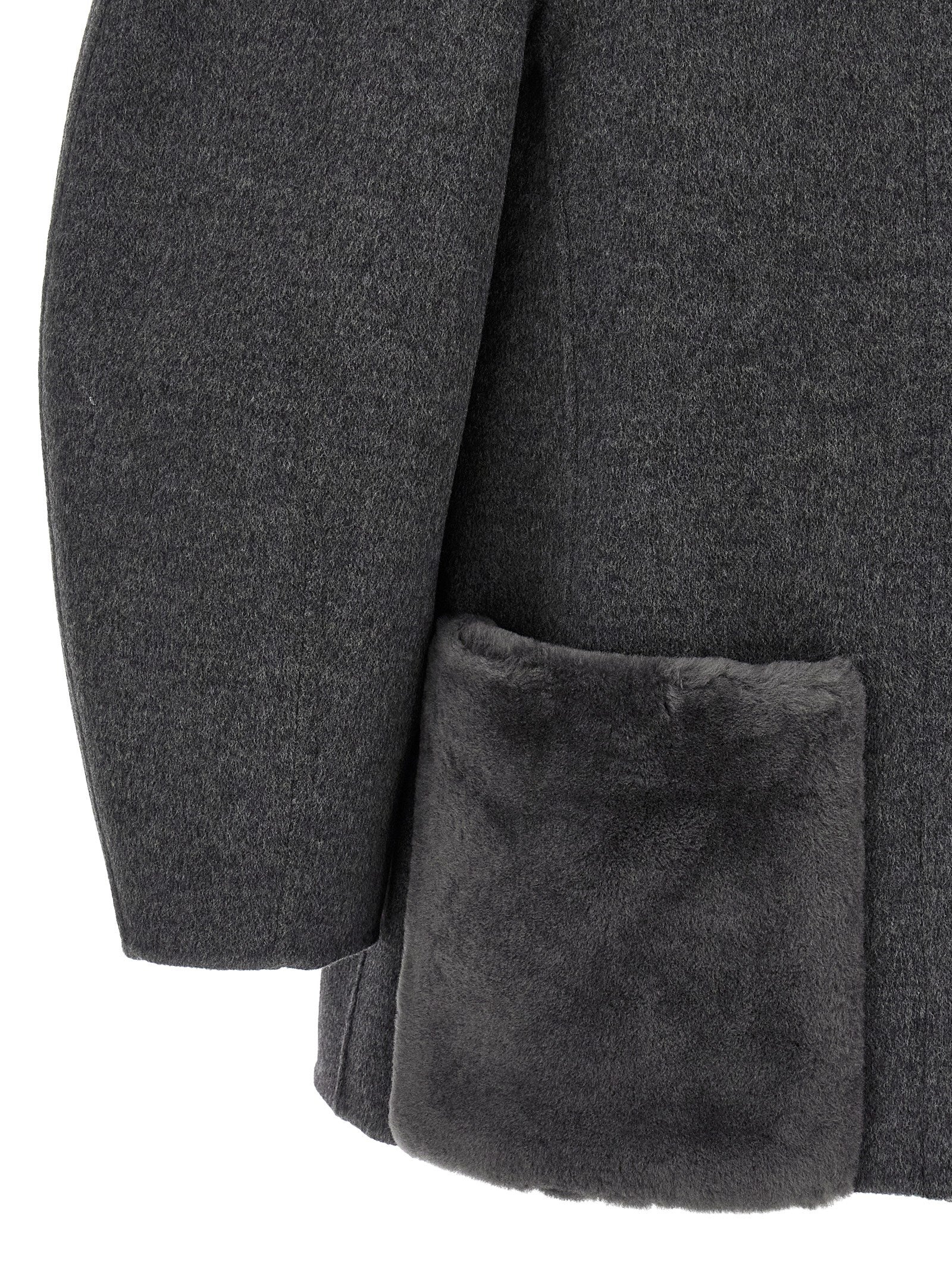 Fendi Grauer Wollmantel aus reiner Schurwolle