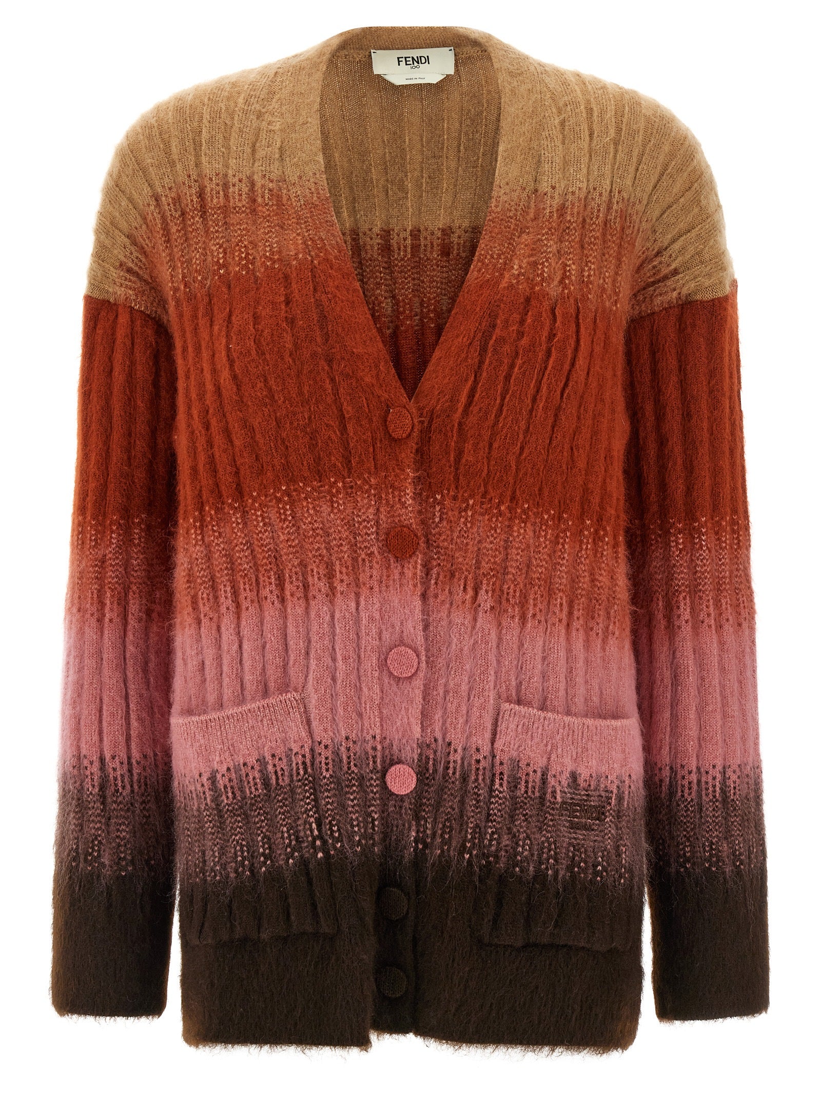 Fendi Mehrfarbige Wollstrickjacke