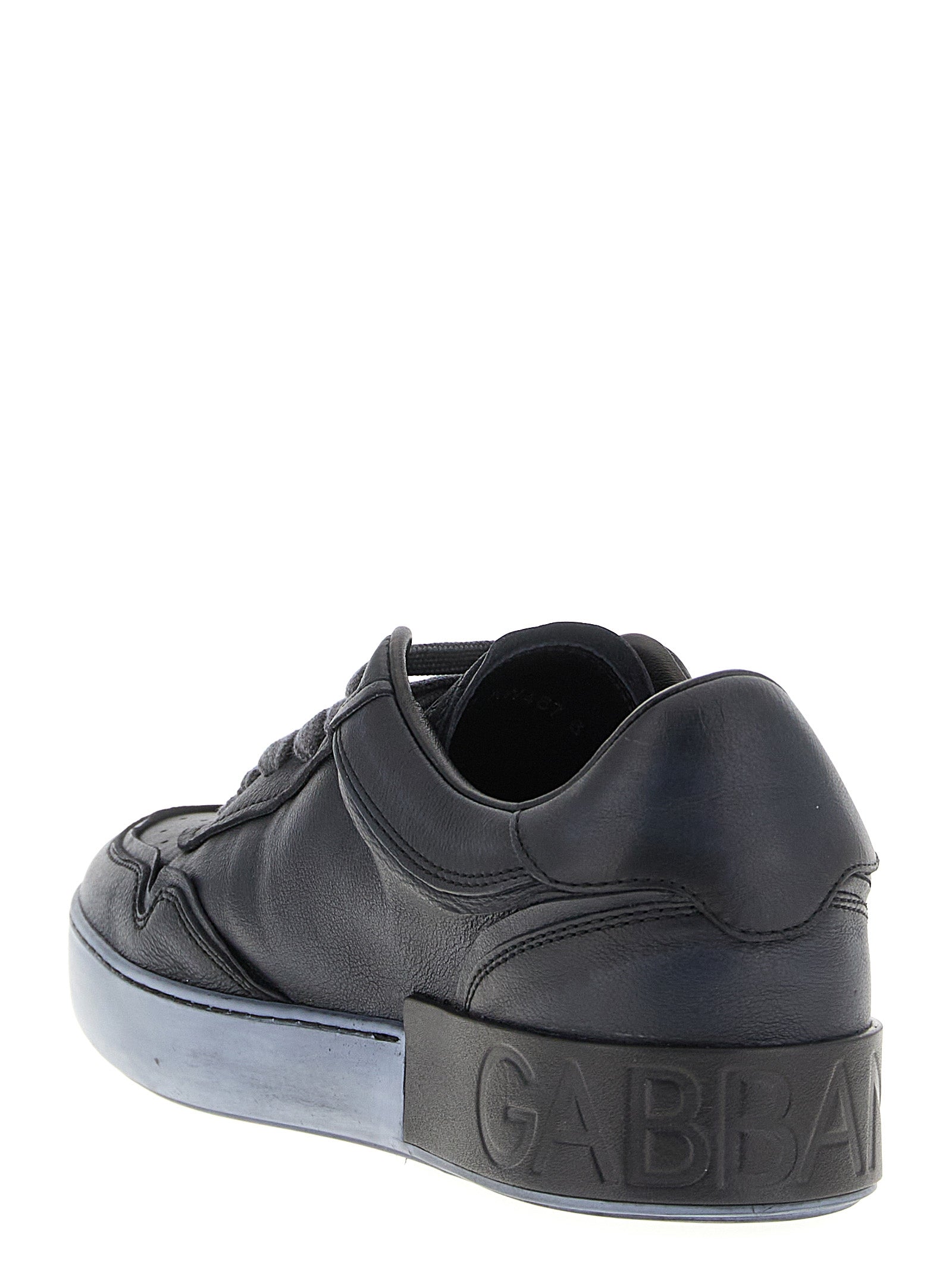 Dolce & Gabbana Schwarze Sneaker aus Lammleder, Low-Top