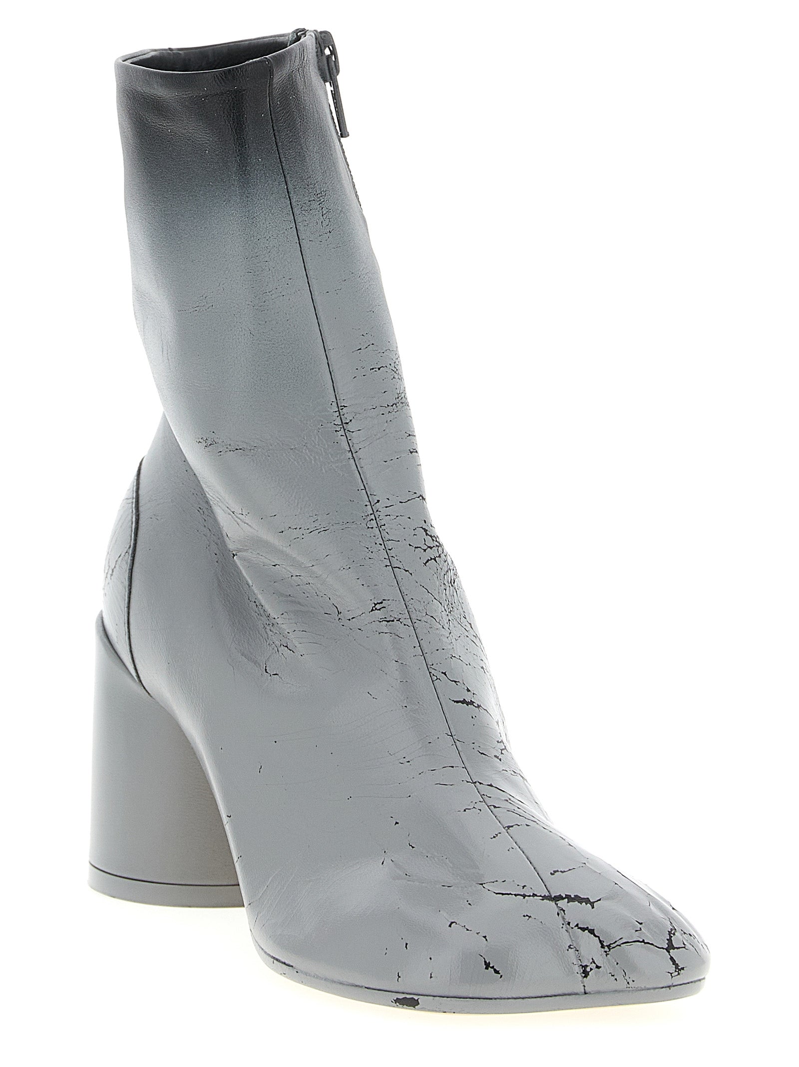 MM6 Maison Margiela Graue Lammleder-Stiefeletten