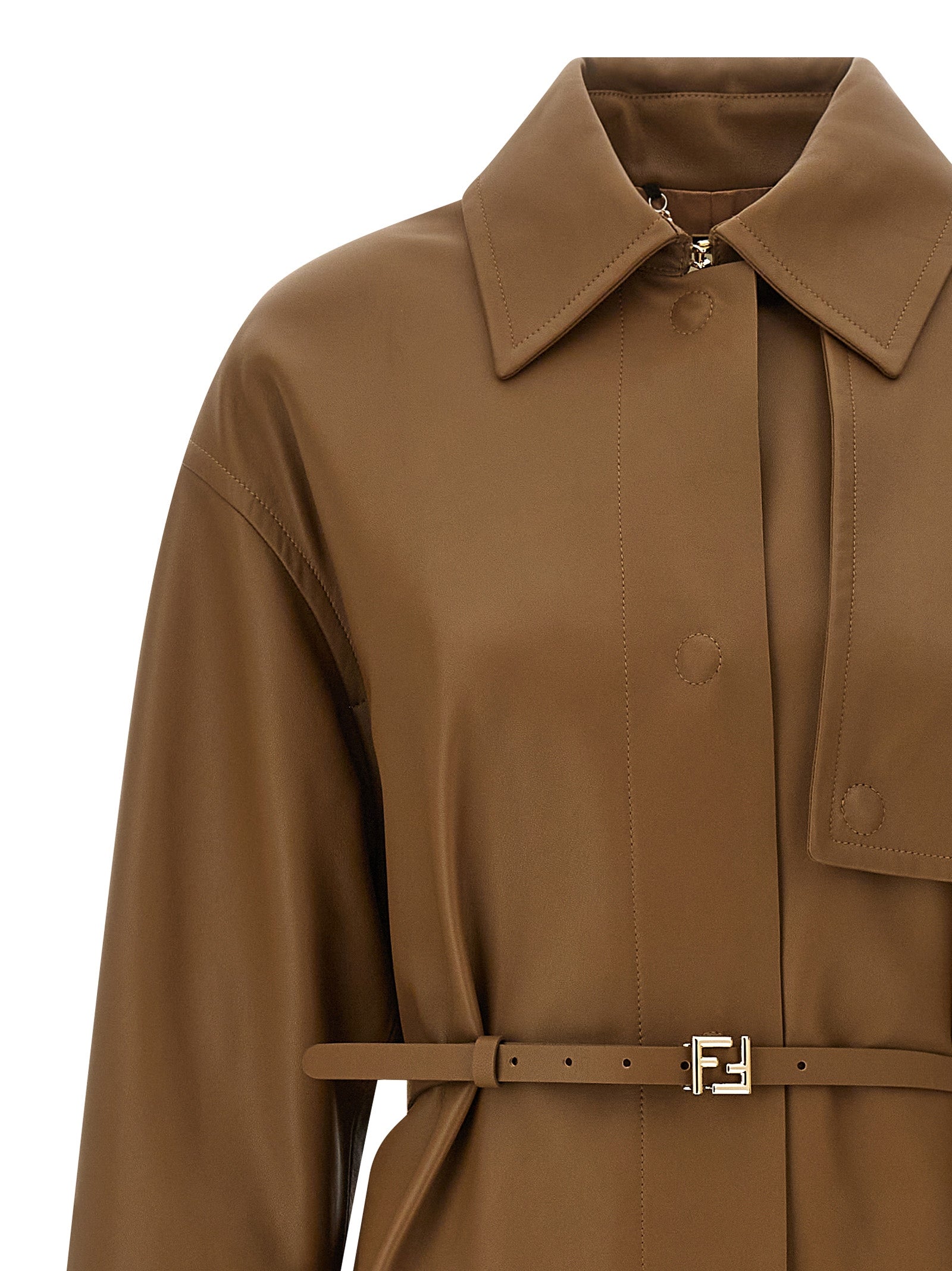 Fendi Brauner Lammleder-Mantel