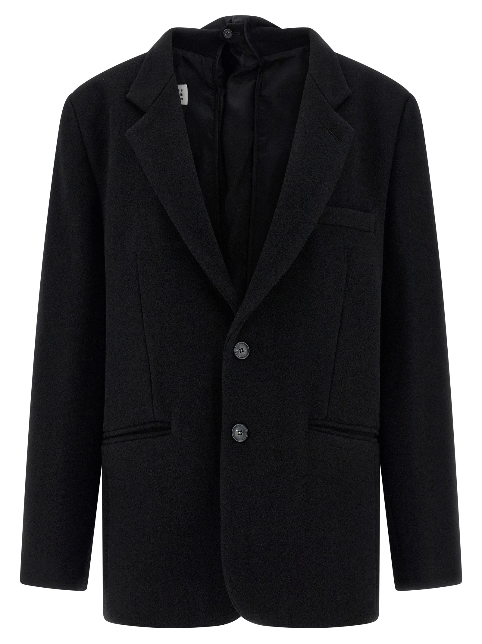 MM6 Maison Margiela Schwarzer Blazer aus reiner Schurwolle