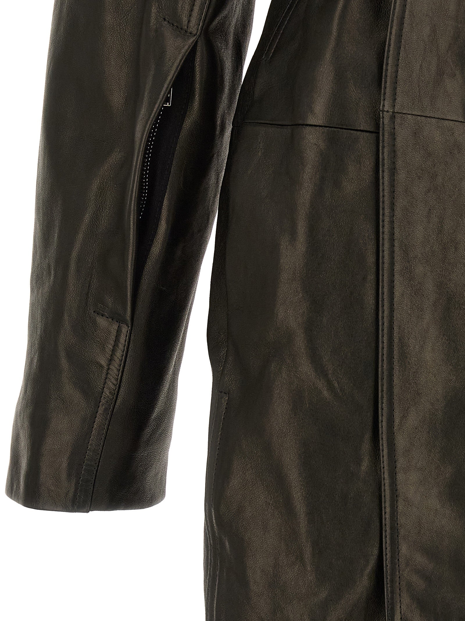 Rick Owens Schwarzer Lammleder Mantel
