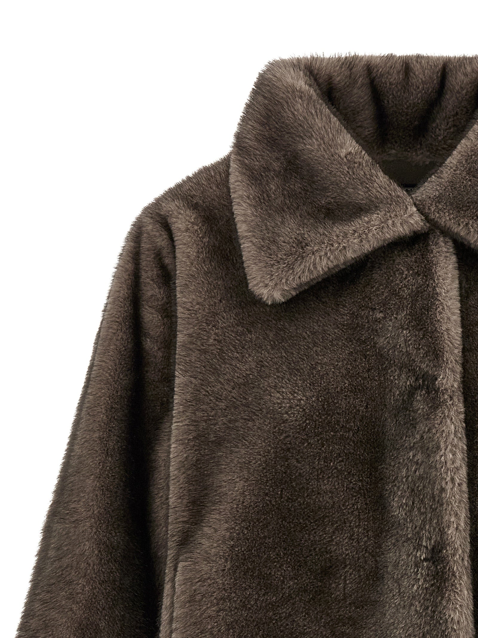 LOU ANDREA Braune Polyamid-Jacke in voller Länge