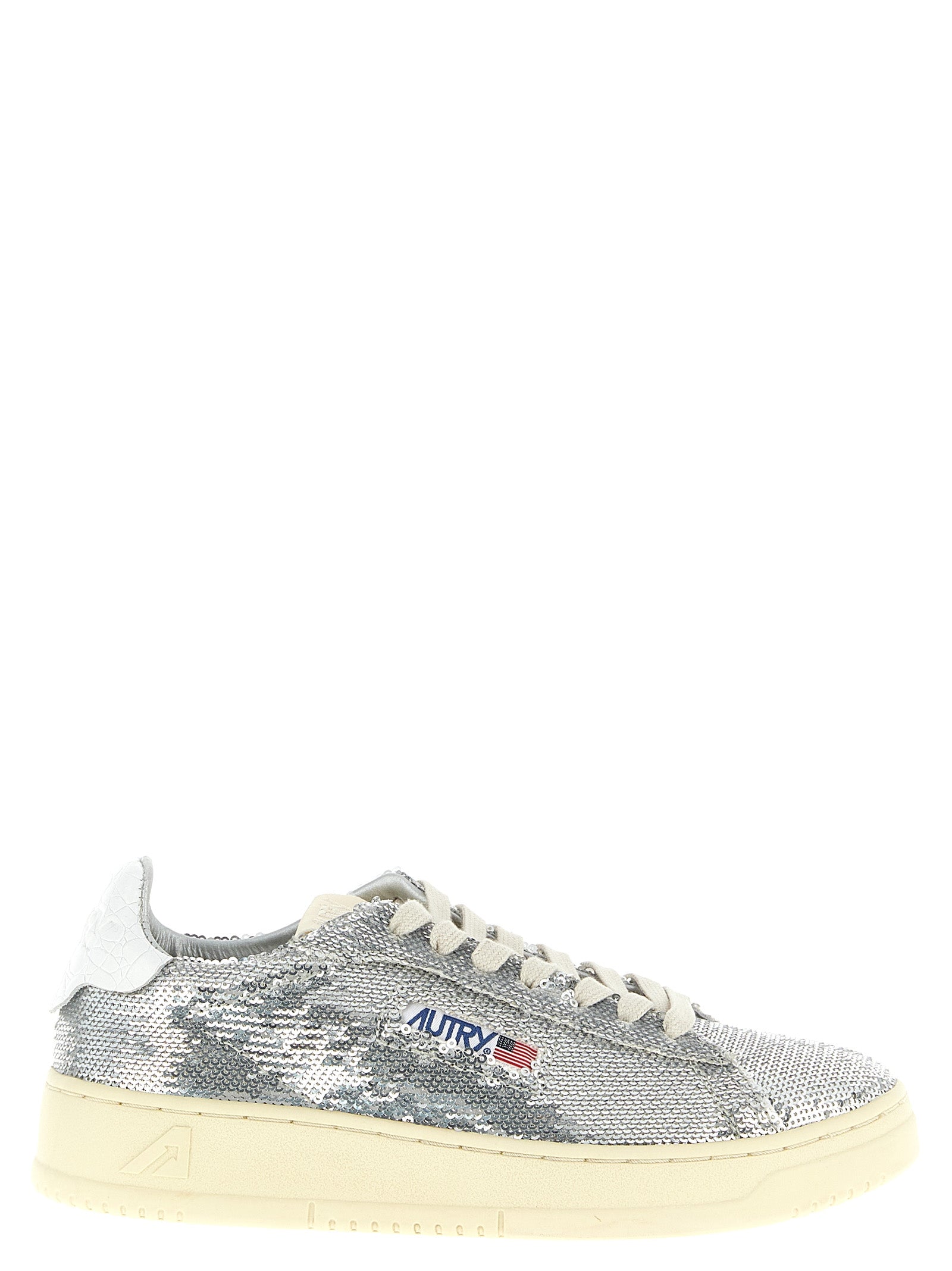 Autry Silberne Low-Top-Sneaker aus Polyester