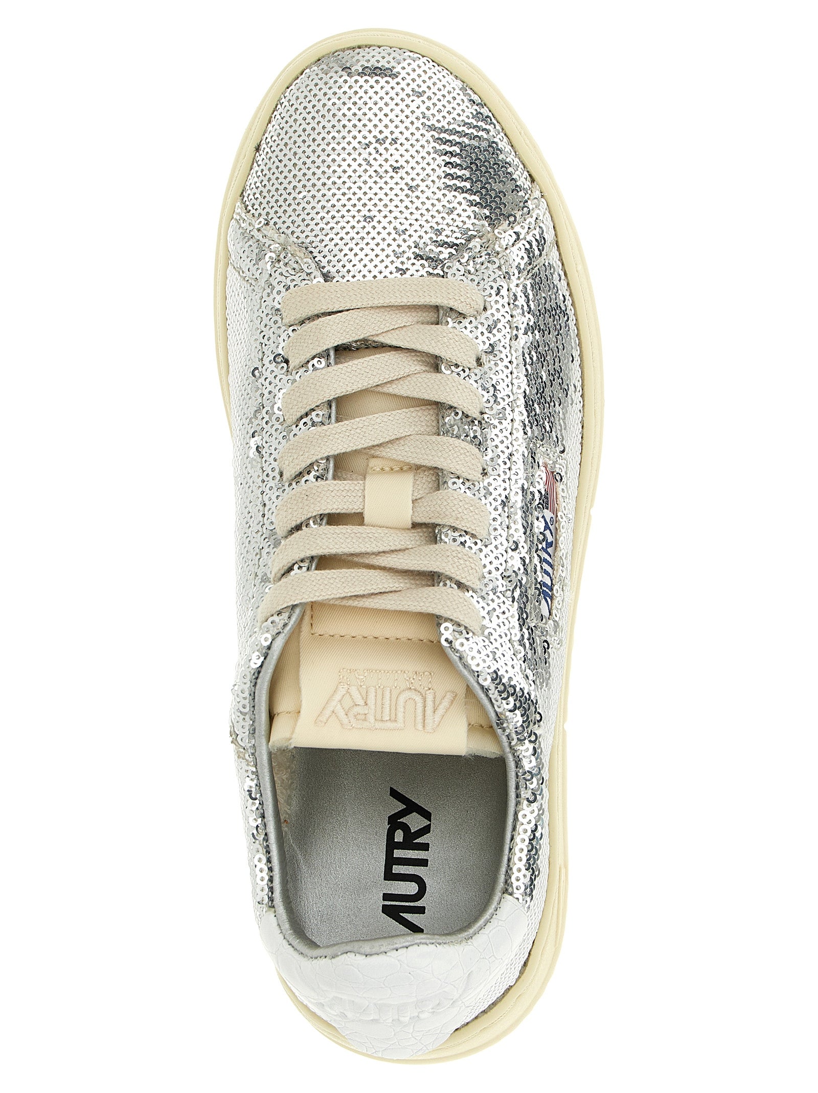 Autry Silberne Low-Top-Sneaker aus Polyester