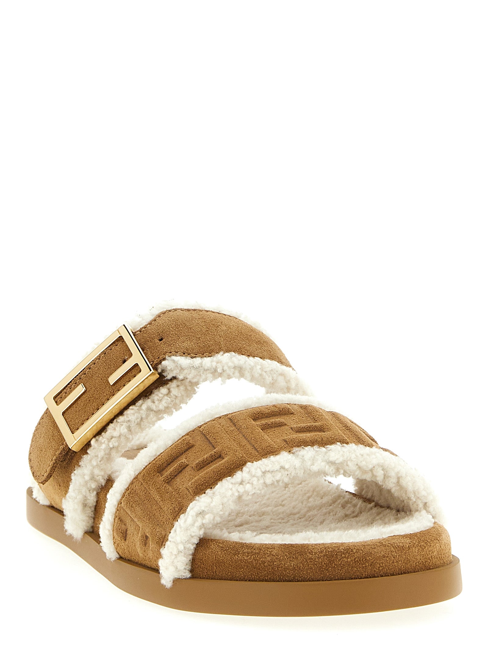 Fendi Beige Kalbsleder-Slipper
