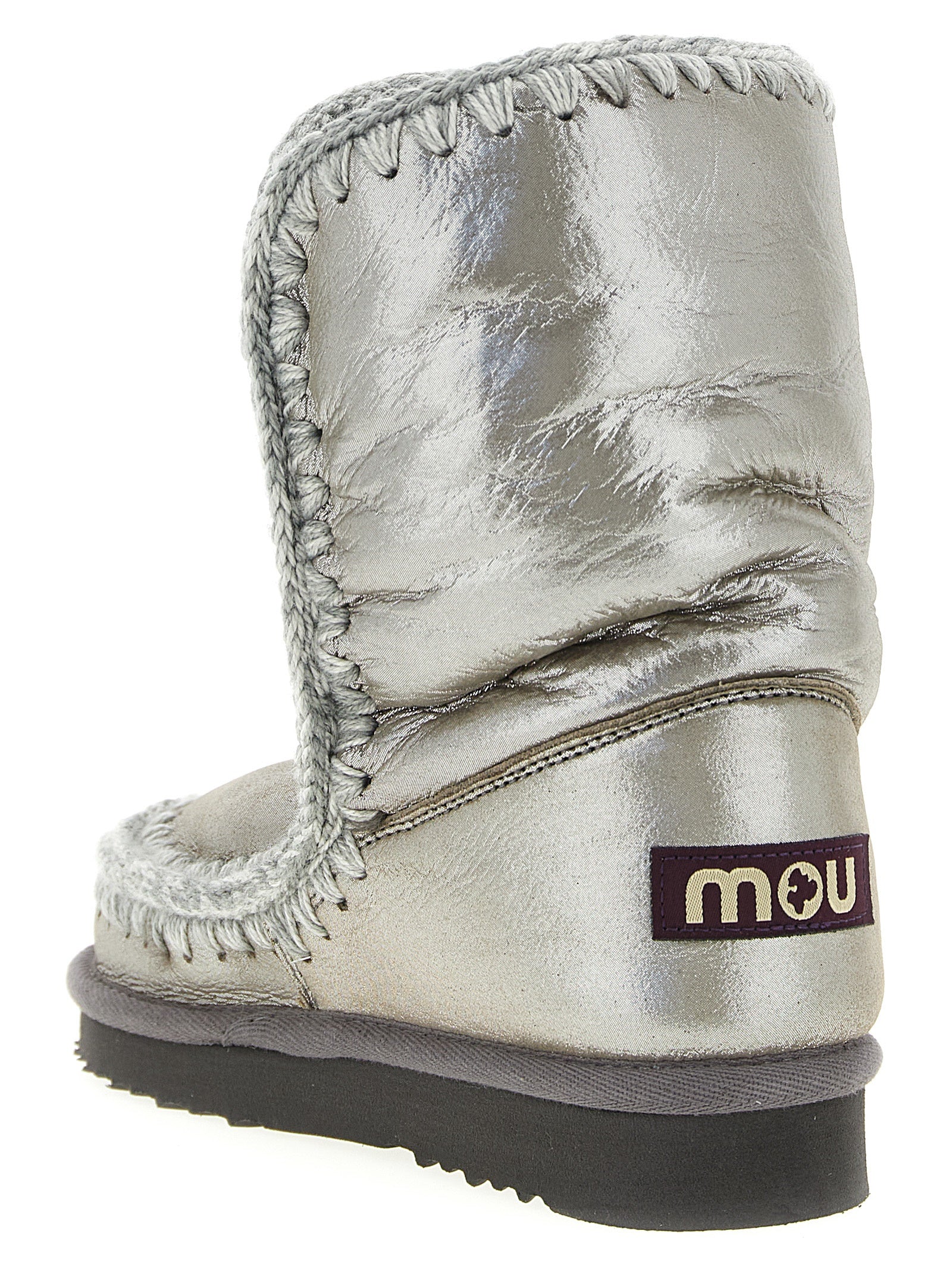Mou Ankle Boots aus Lammleder in Silber