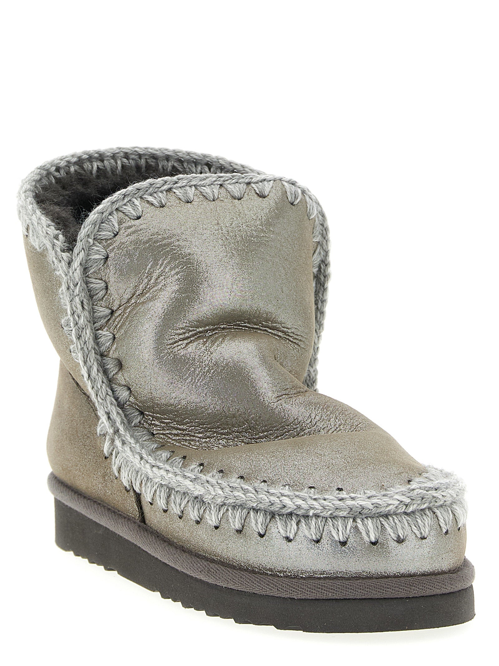 Mou Ankle Boots aus silbernem Lammleder