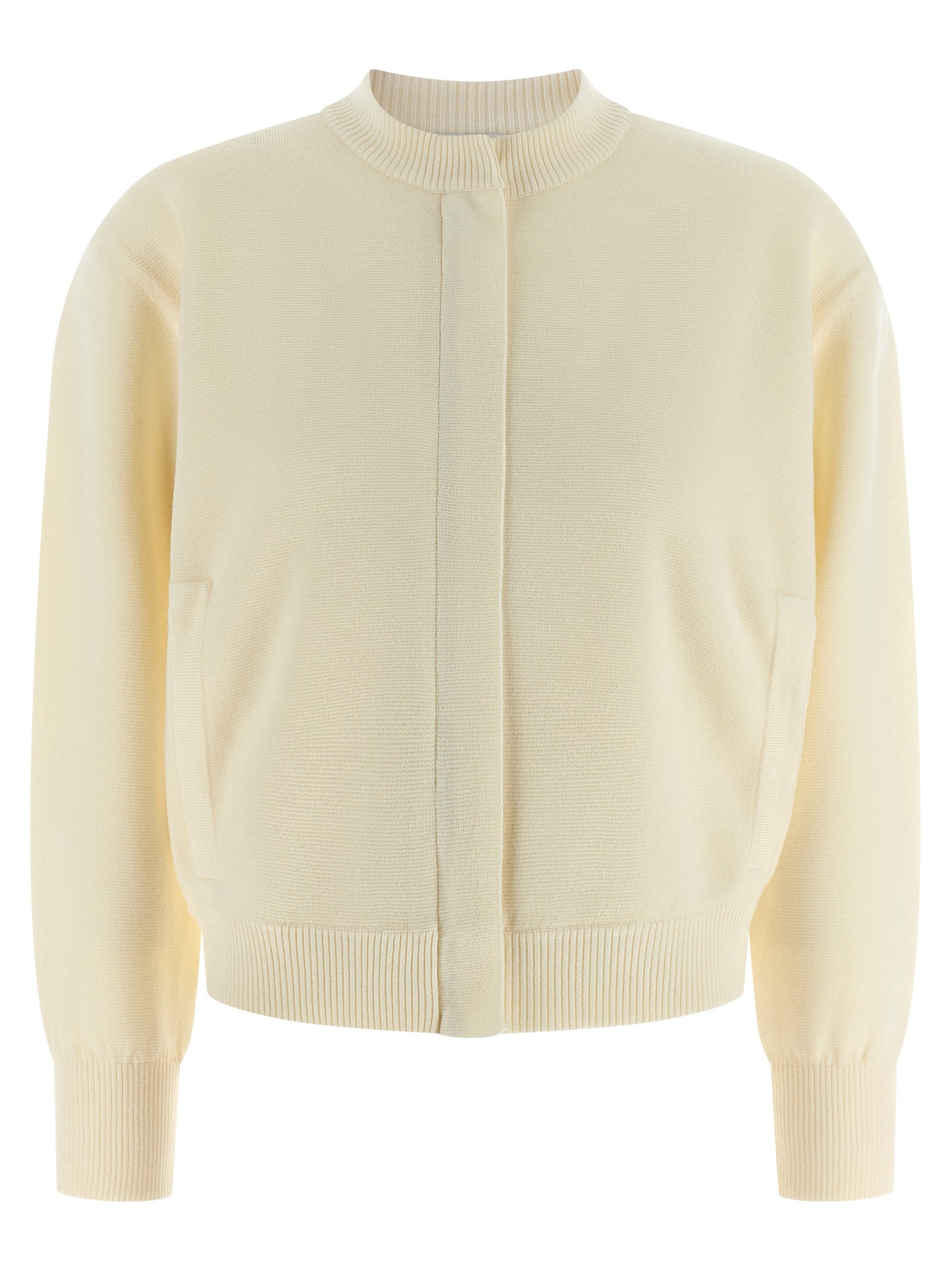 Max Mara Weiße Strickjacke aus reiner Schurwolle