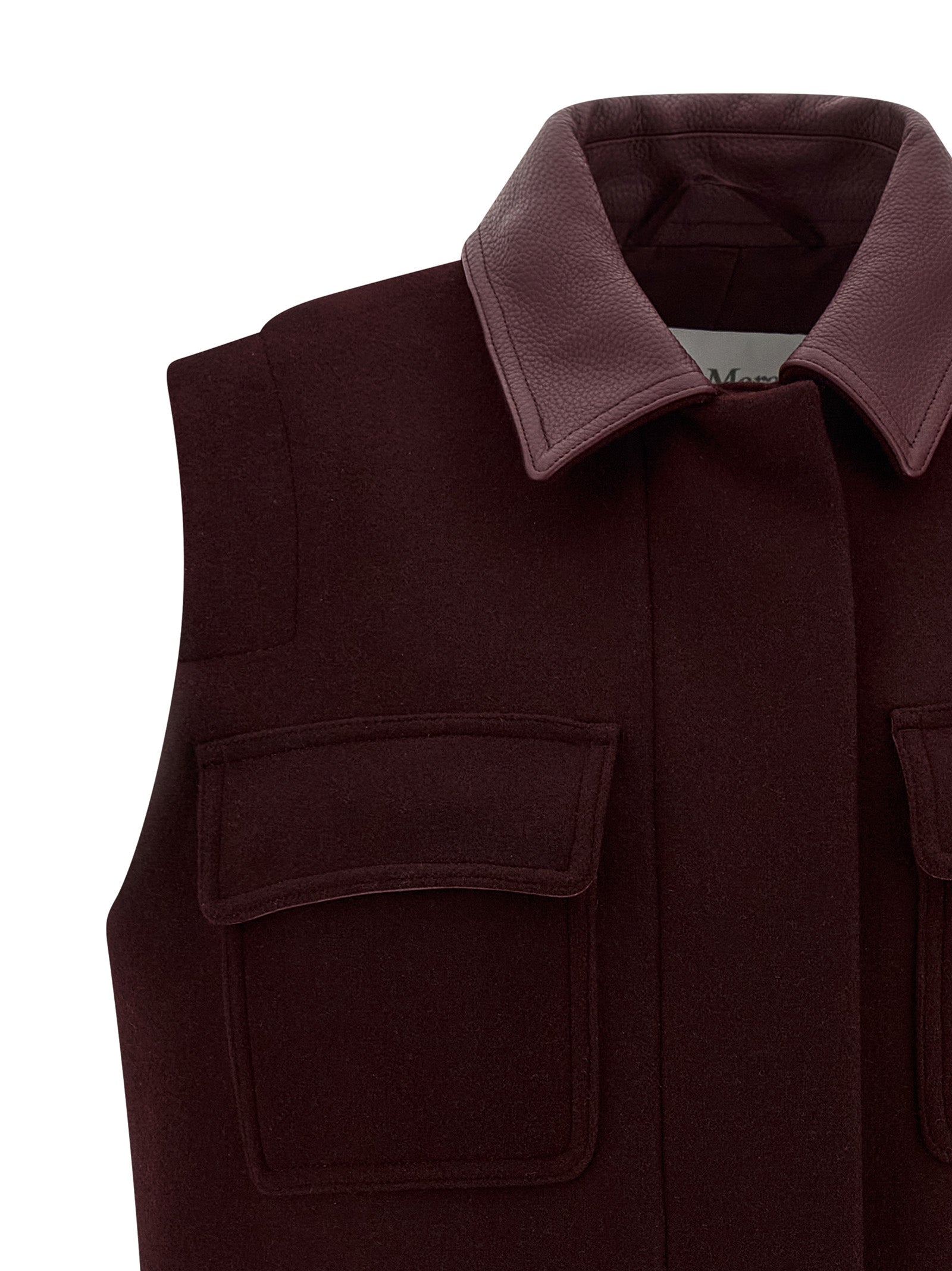 Max Mara Ärmellose Jacke aus bordeauxroter Schurwolle