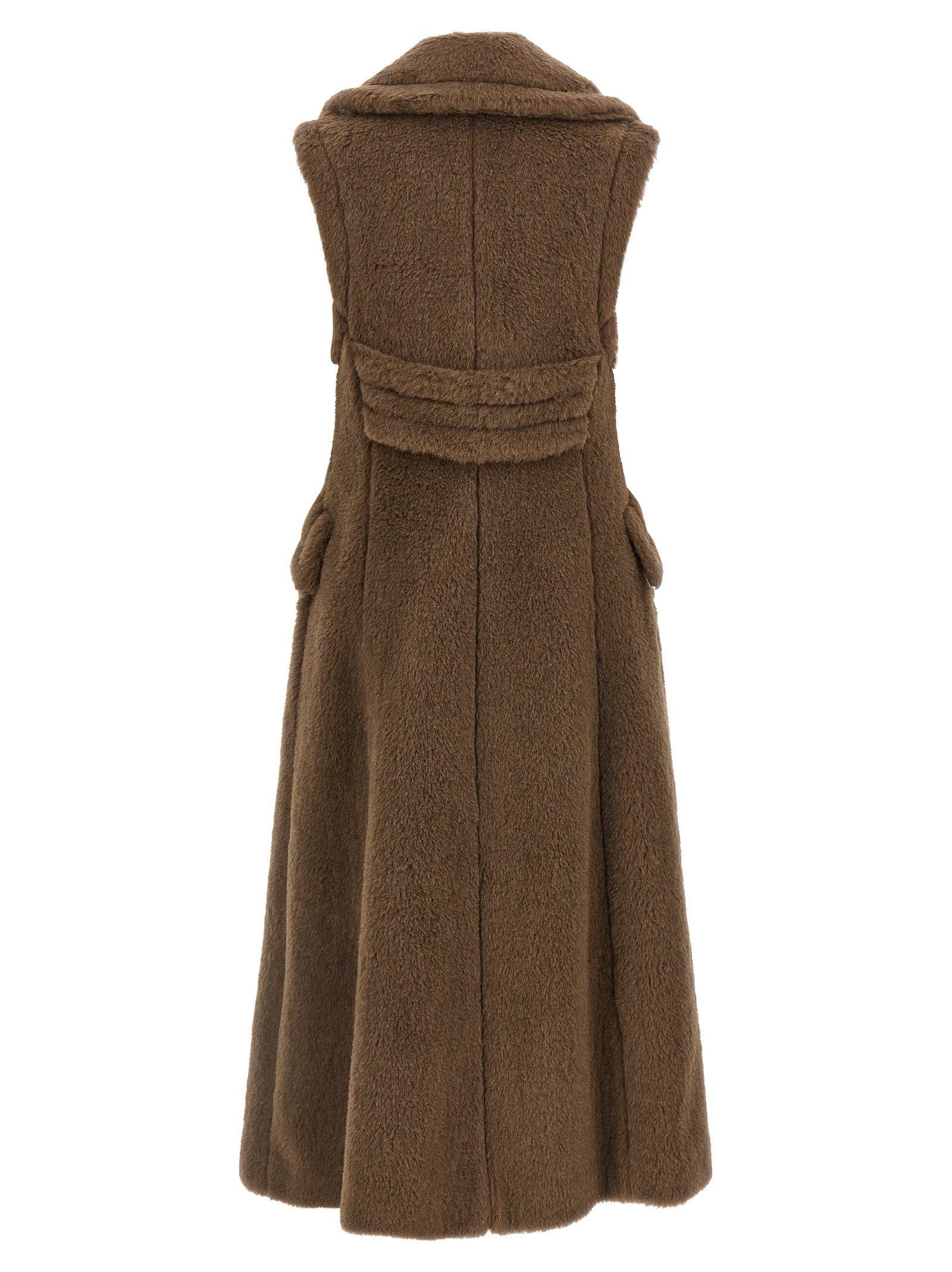 Max Mara Brauner Mantel aus Alpaka und Leder