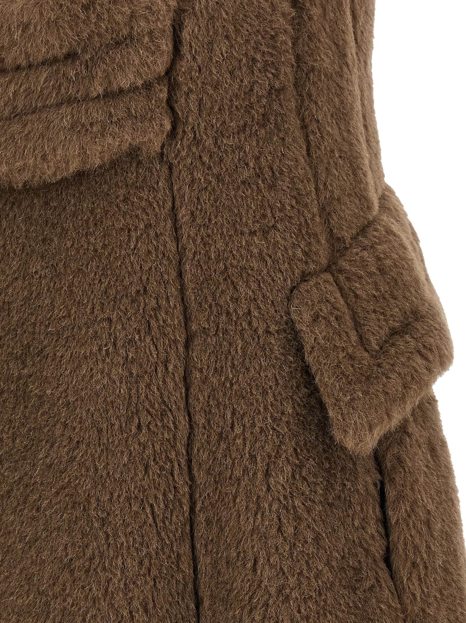 Max Mara Brauner Mantel aus Alpaka und Leder