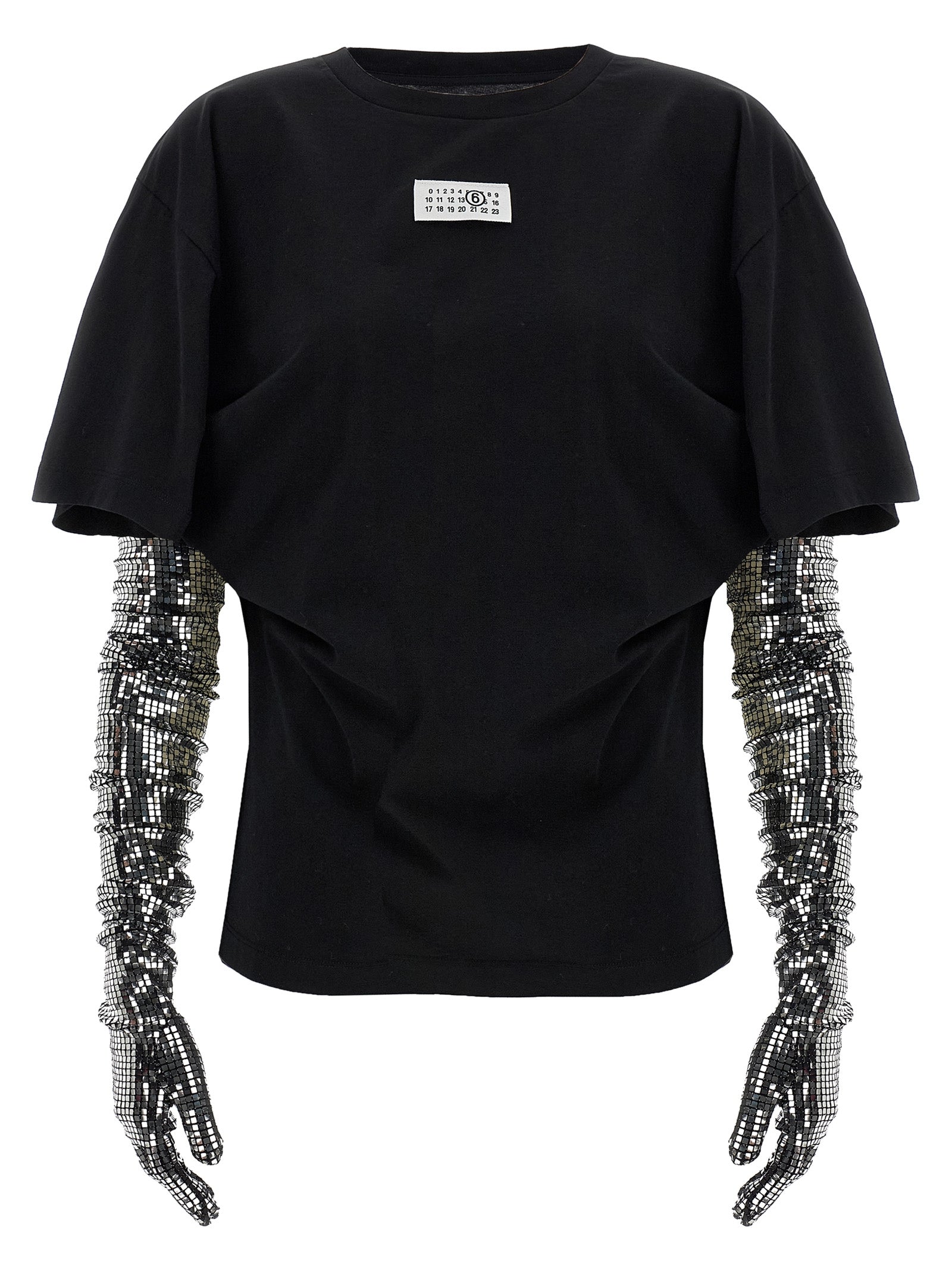MM6 Maison Margiela Schwarzes Baumwoll-T-Shirt