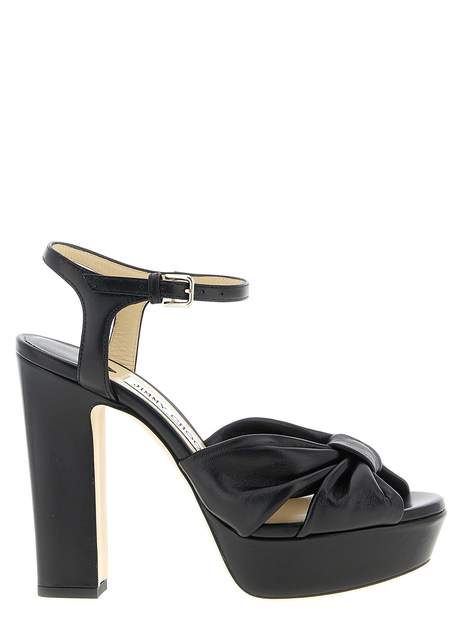 Jimmy Choo Schwarze Leder-Stiletto-Sandalen