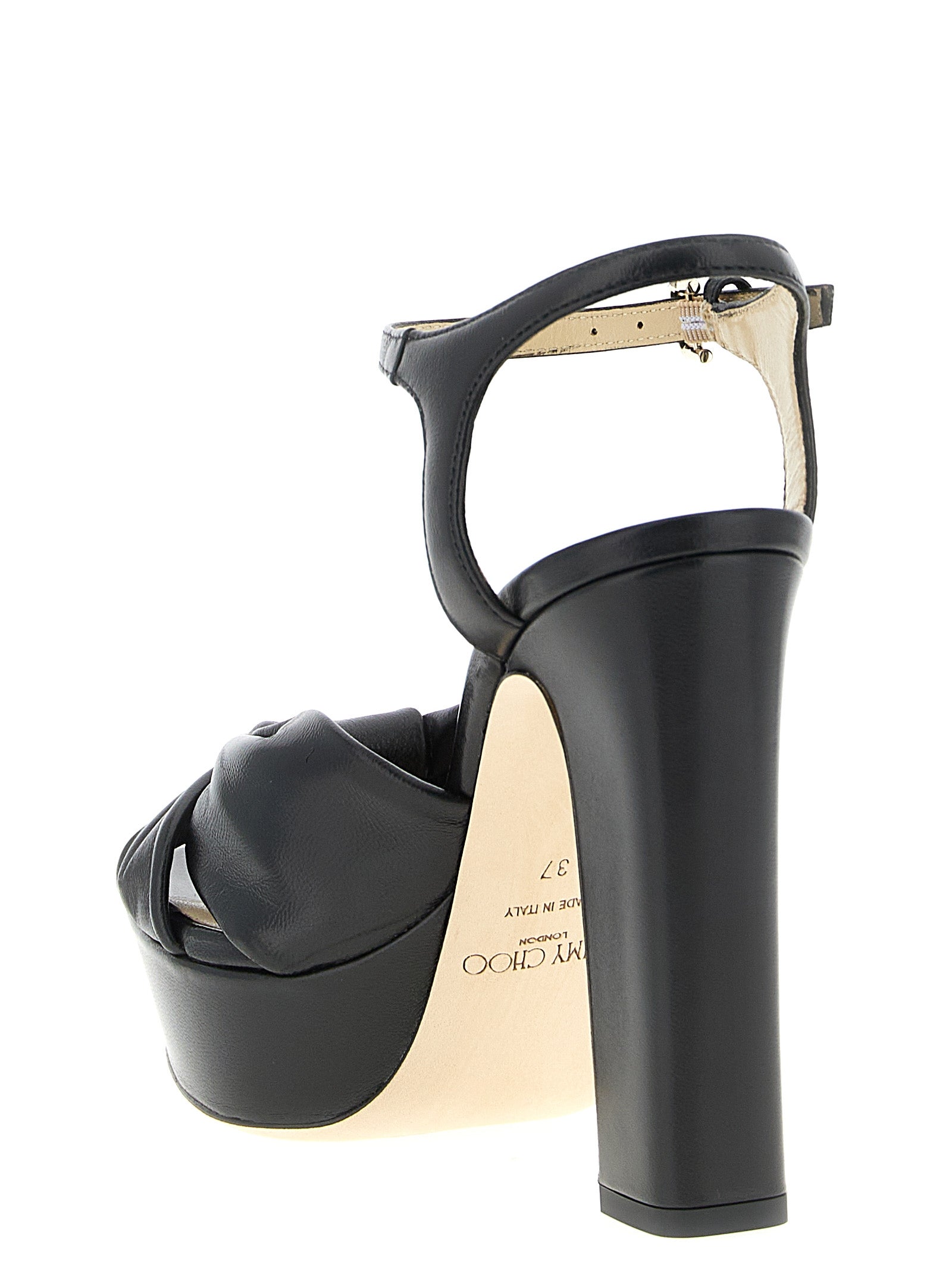 Jimmy Choo Schwarze Leder-Stiletto-Sandalen