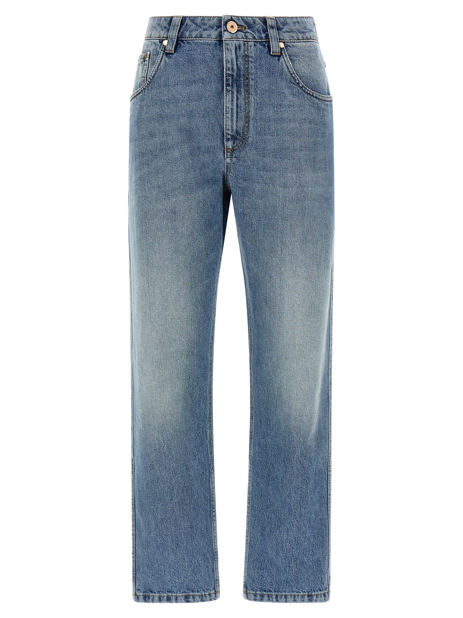 Brunello Cucinelli Blaue Jeans aus Baumwolle im geraden Schnitt