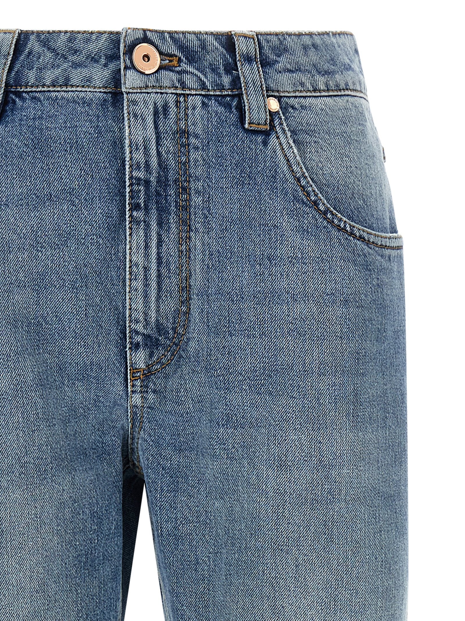 Brunello Cucinelli Blaue Jeans aus Baumwolle im geraden Schnitt