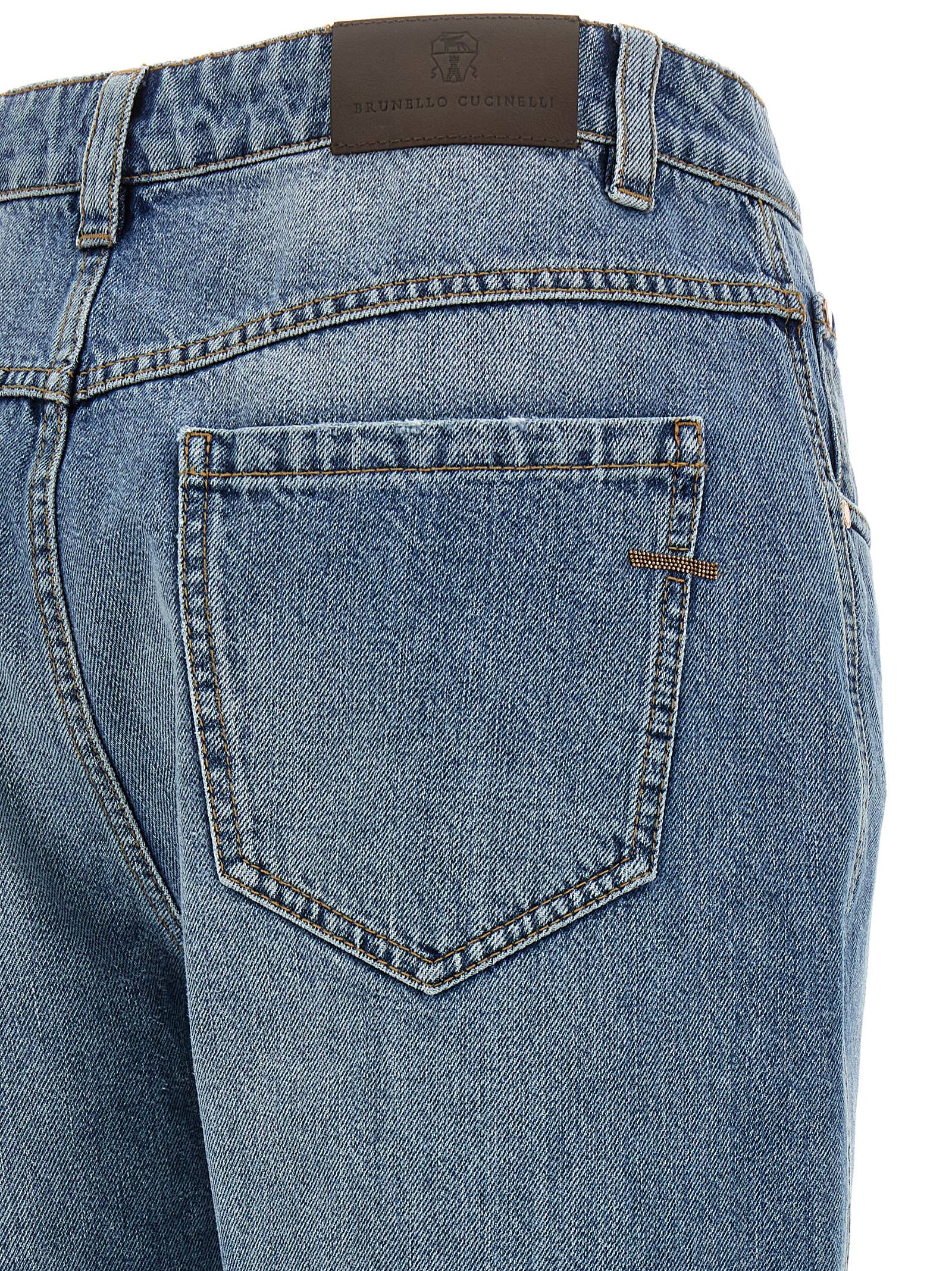 Brunello Cucinelli Blaue Jeans aus Baumwolle im geraden Schnitt