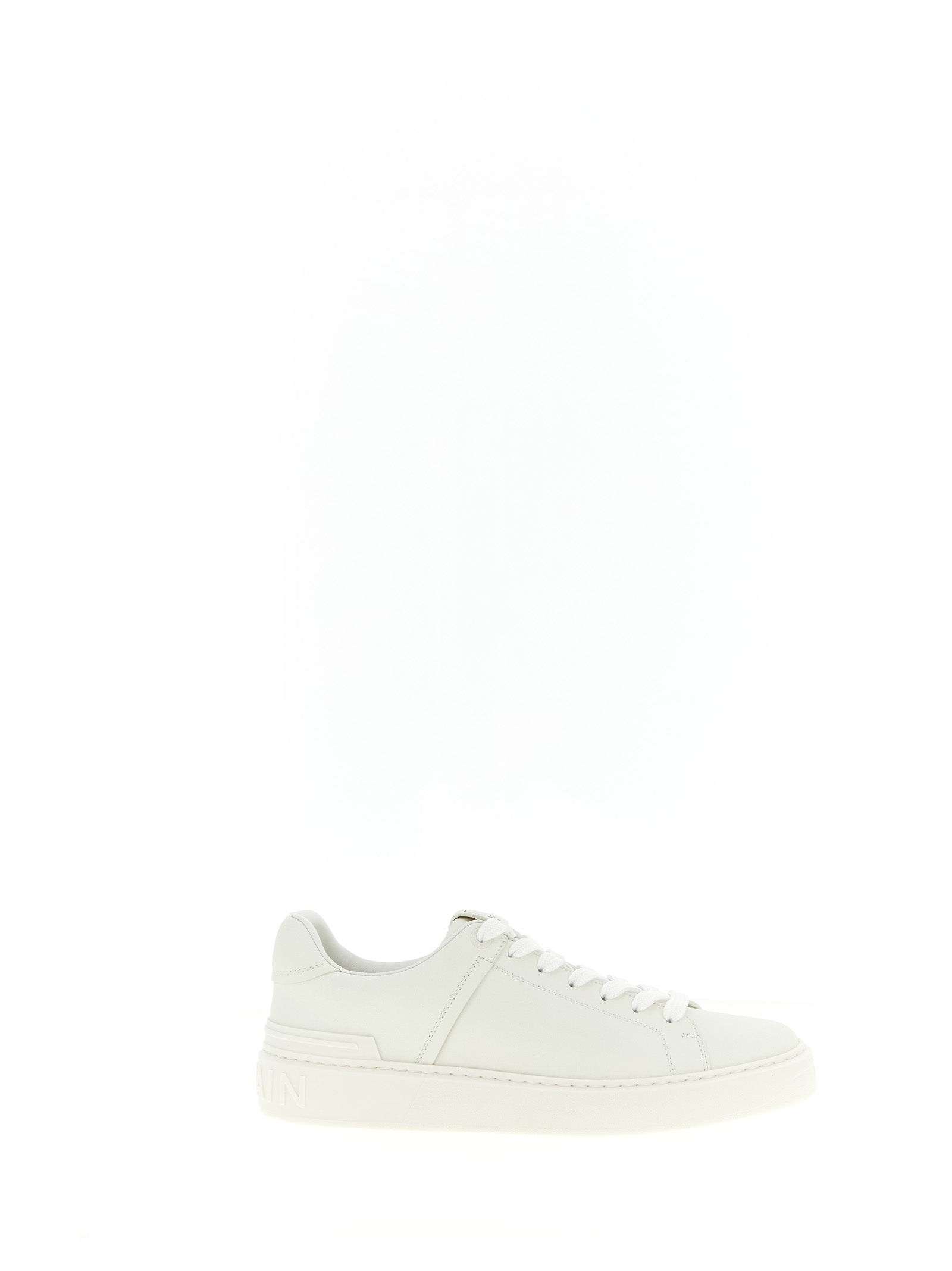 Balmain Weiße Kalbsleder Low-Top-Sneaker
