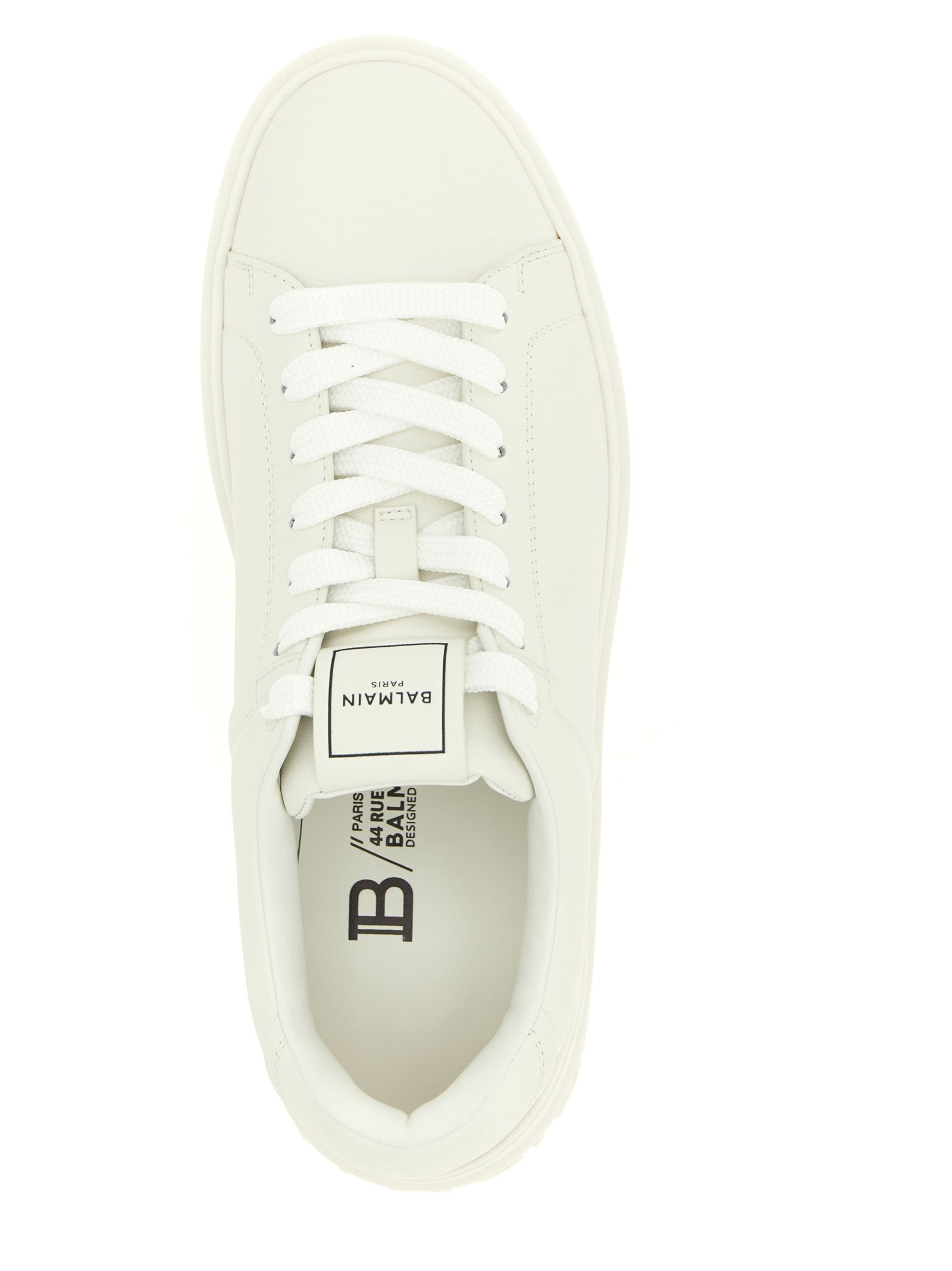 Balmain Weiße Kalbsleder Low-Top-Sneaker