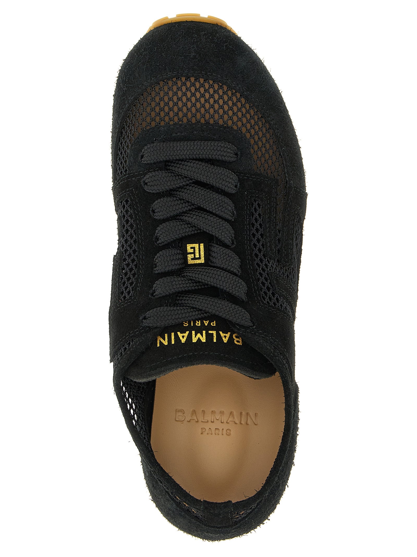 Balmain Schwarze Kalbsleder-Sneaker