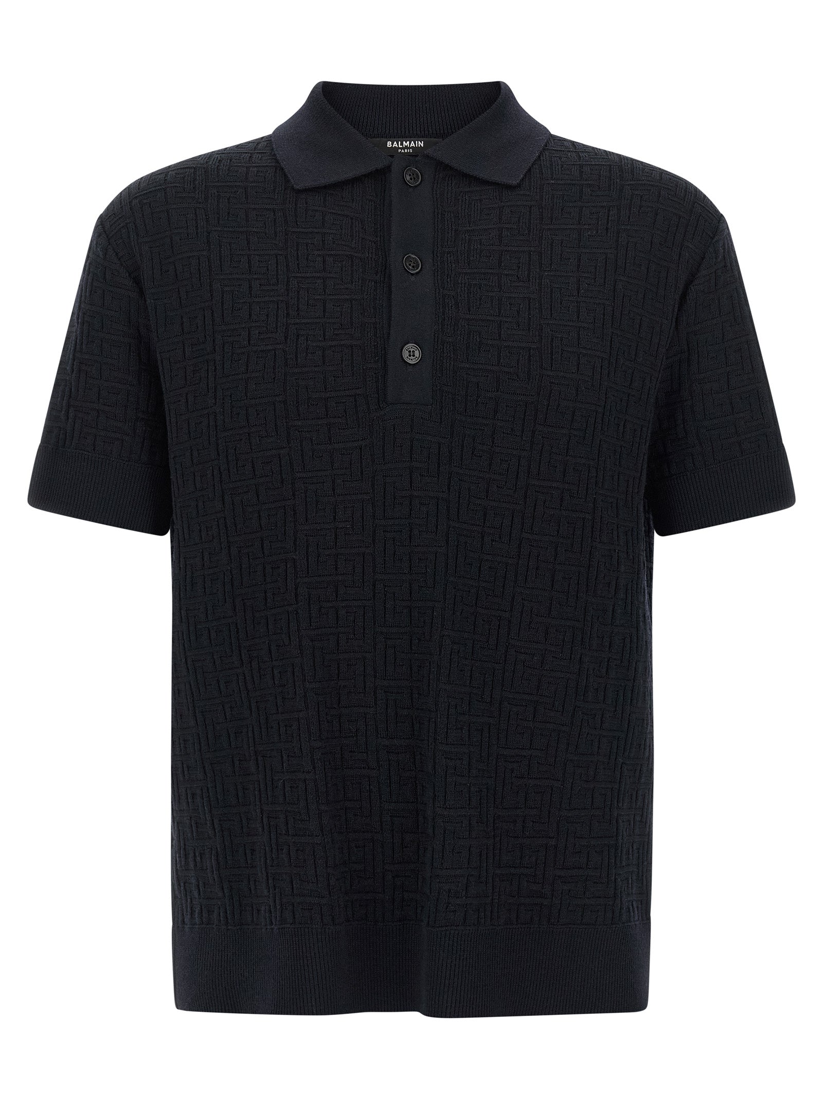Balmain Blaues Woll-Poloshirt