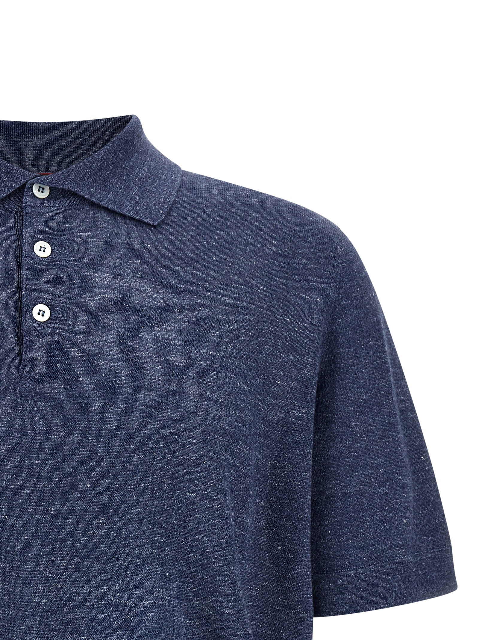 Brunello Cucinelli Blaues Poloshirt aus Leinen