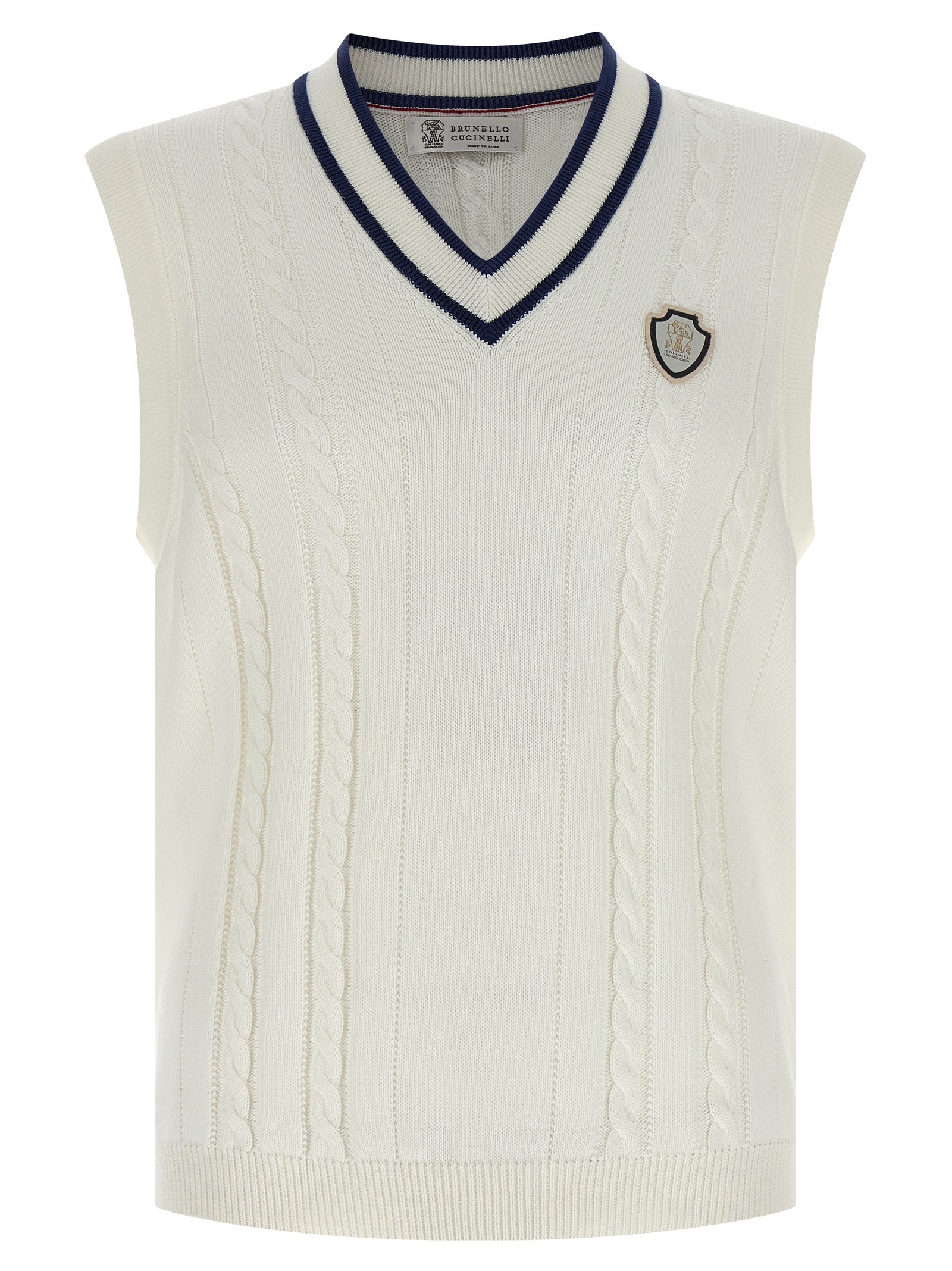 Brunello Cucinelli Ärmelloser Pullover aus weißer Baumwolle