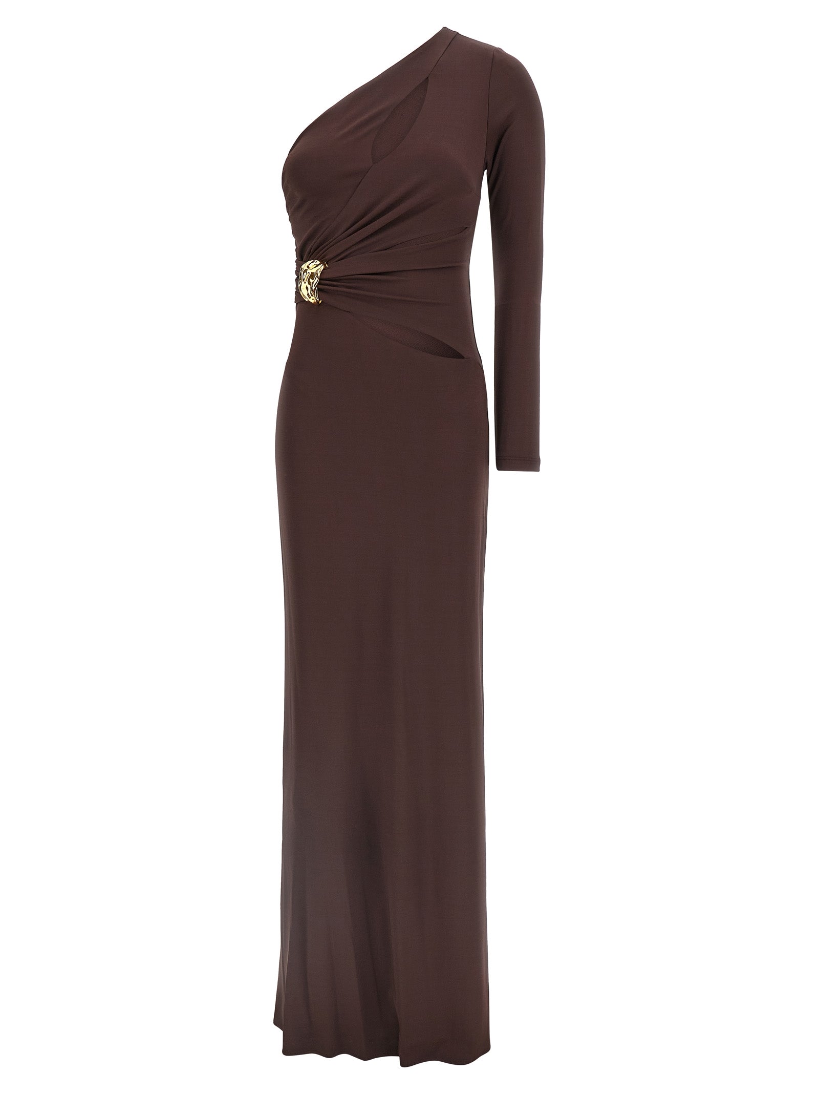 Elisabetta Franchi Braunes Viskose-Maxikleid