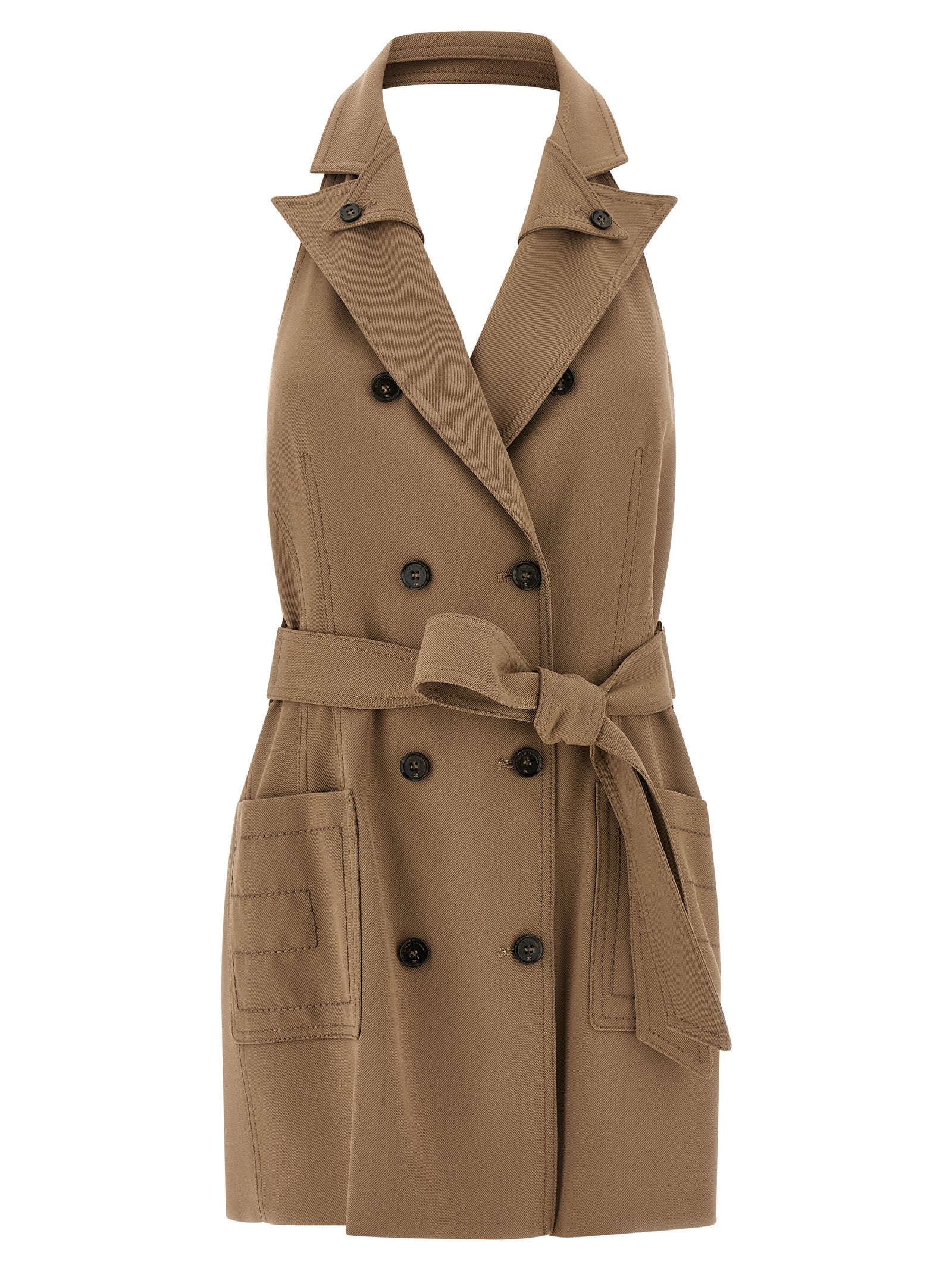 Elisabetta Franchi Beigefarbenes Viskose-Kurzkleid