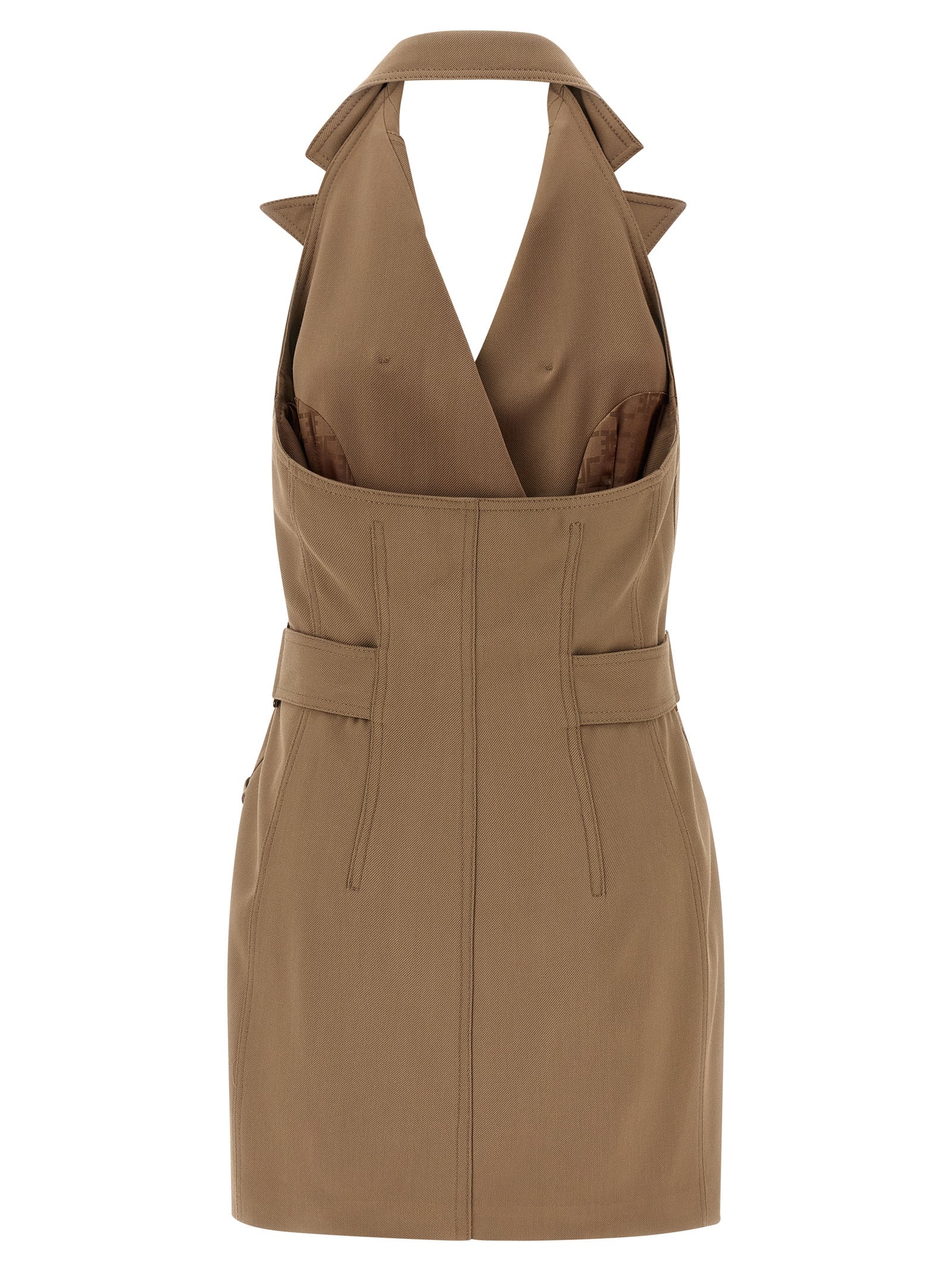 Elisabetta Franchi Beigefarbenes Viskose-Kurzkleid