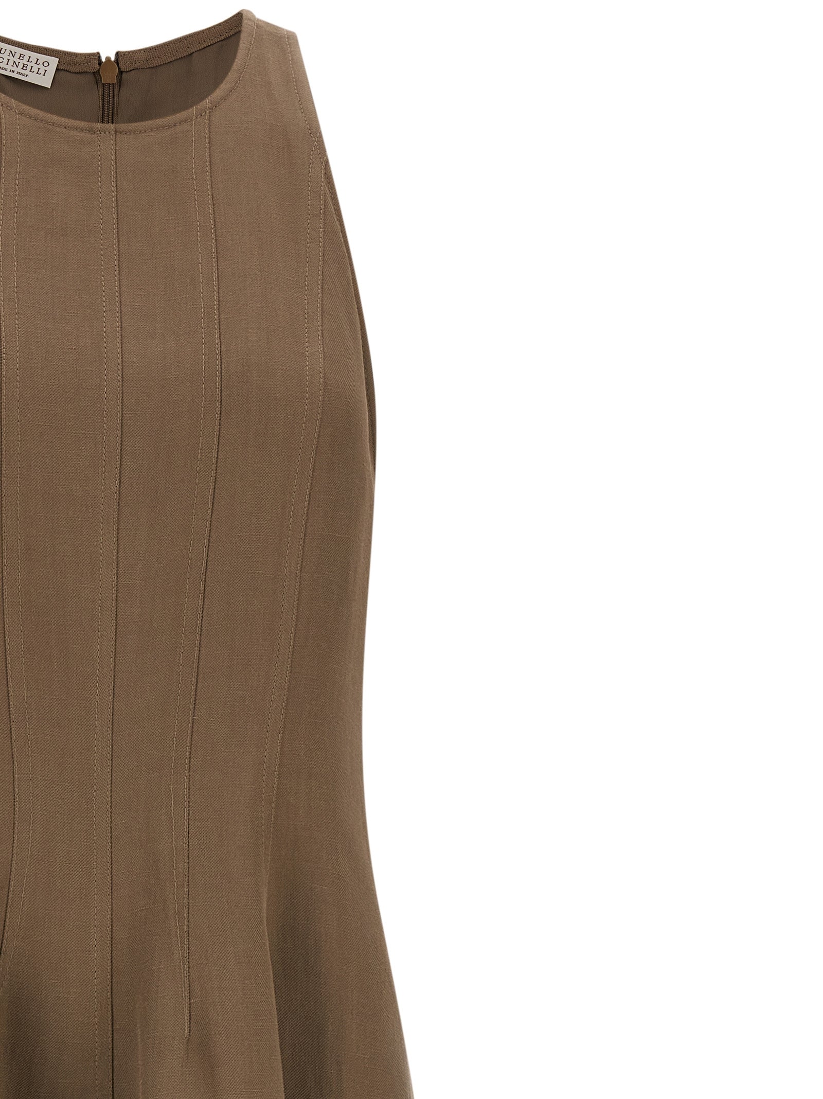 Brunello Cucinelli Braunes Midikleid aus Viskose