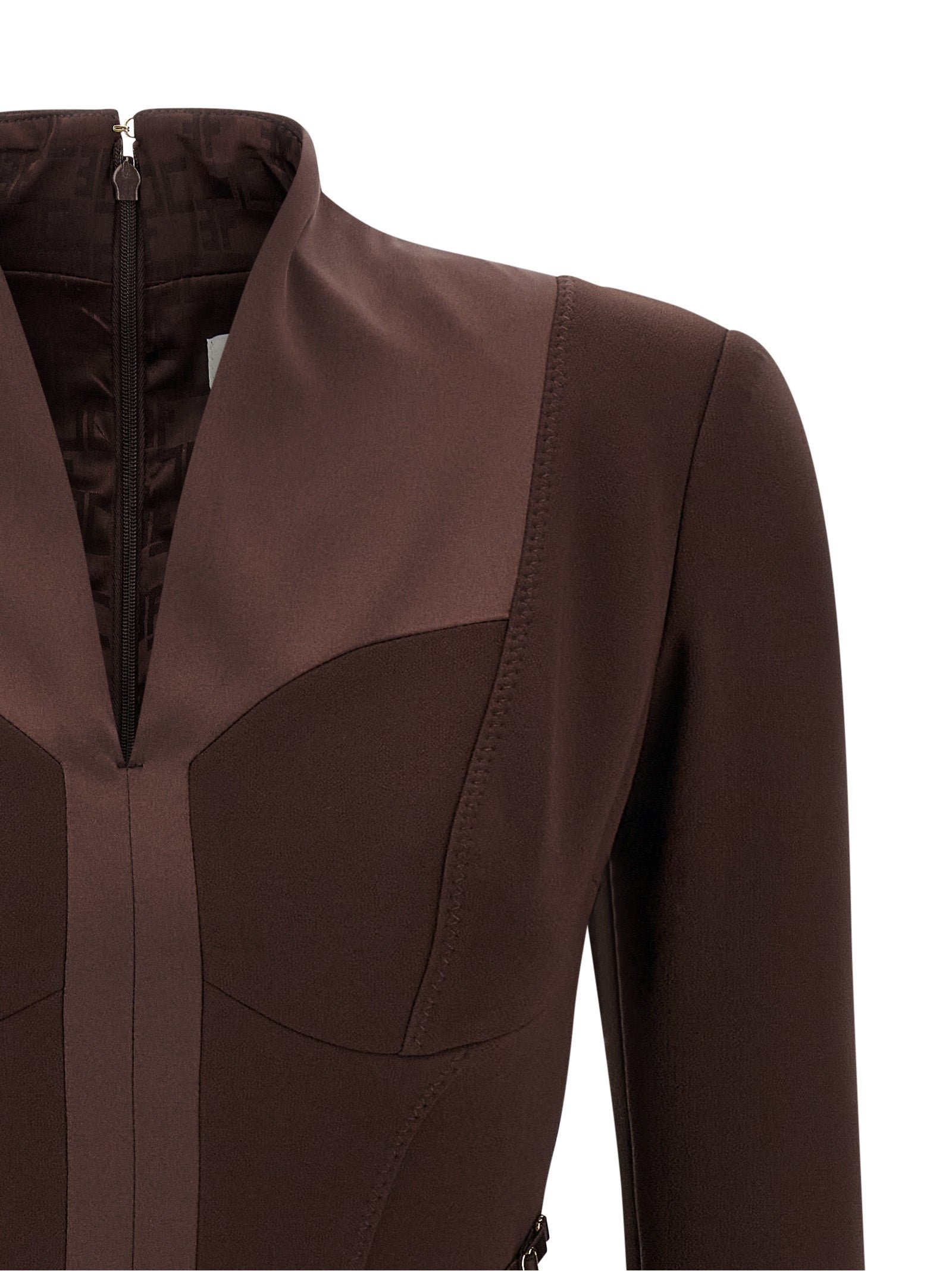 Elisabetta Franchi Kurzes Braunes Kleid Aus Polyester