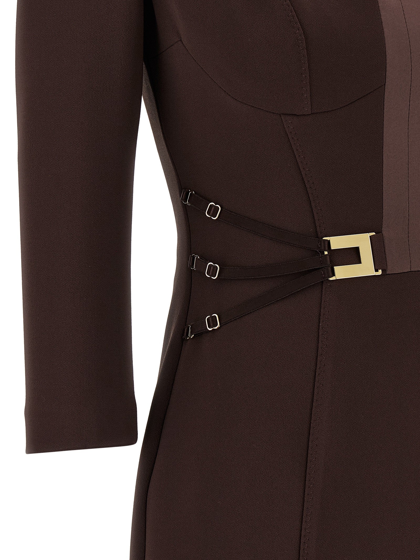 Elisabetta Franchi Kurzes Braunes Kleid Aus Polyester