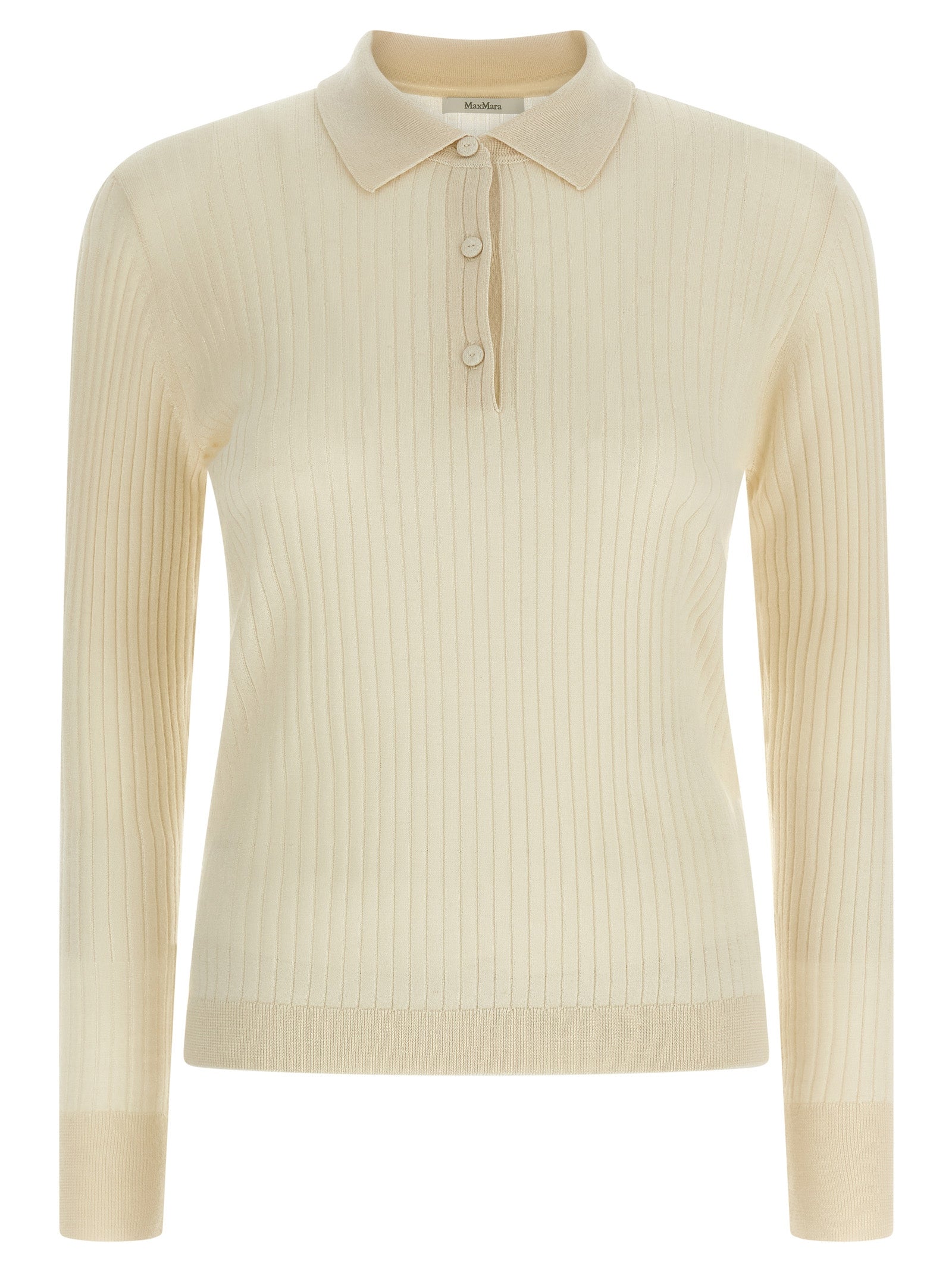 Max Mara Weißes Kaschmir-Poloshirt