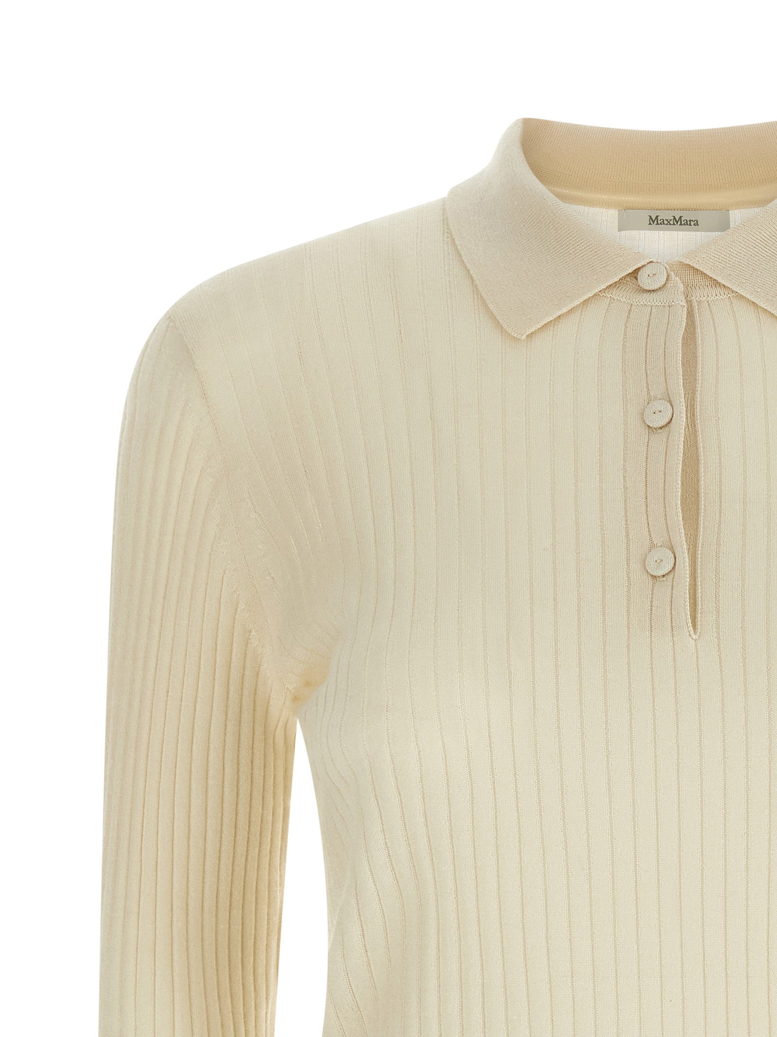 Max Mara Weißes Kaschmir-Poloshirt