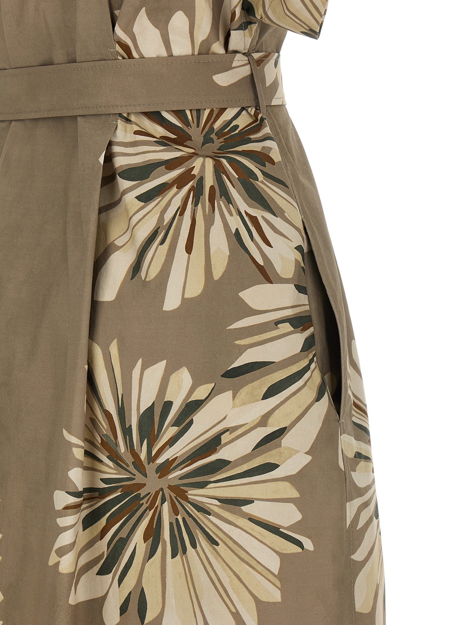 Brunello Cucinelli Zweifarbige Baumwoll-Maxikleid