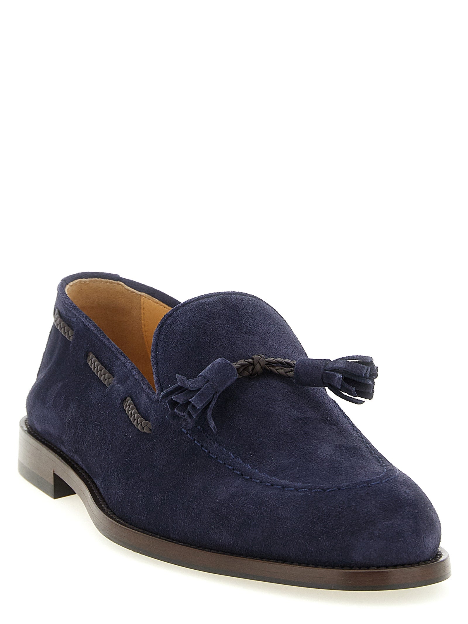 Brunello Cucinelli Mokassins aus blauem Kalbsleder