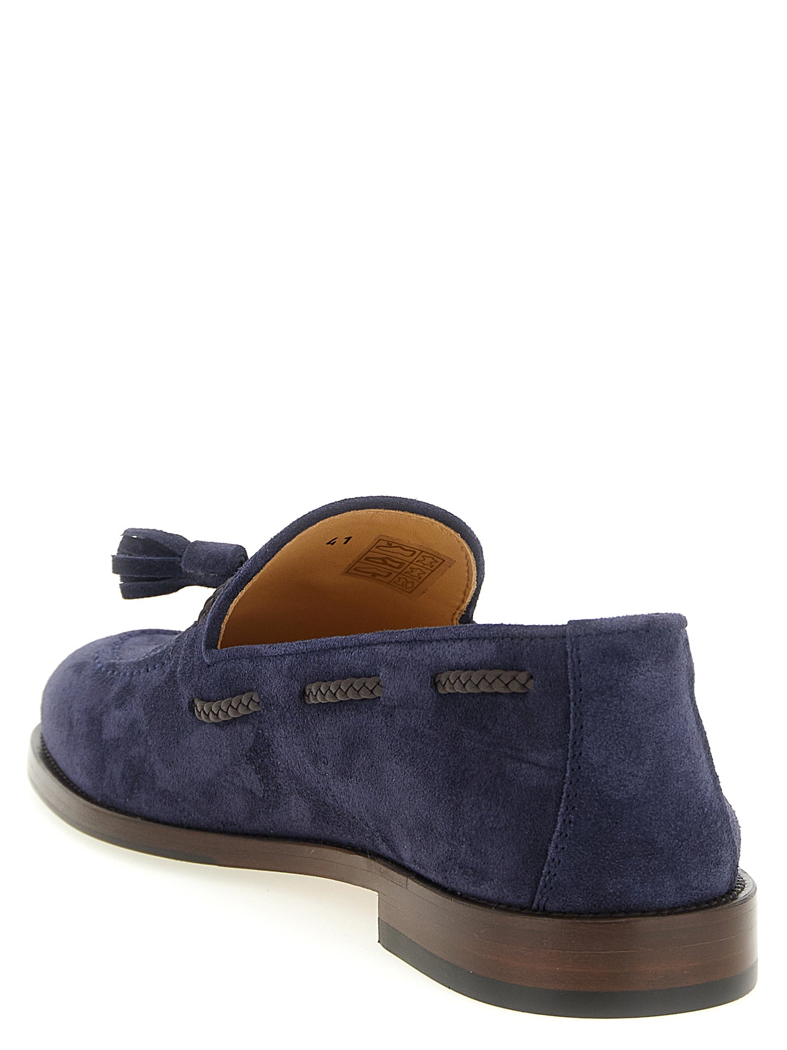 Brunello Cucinelli Mokassins aus blauem Kalbsleder