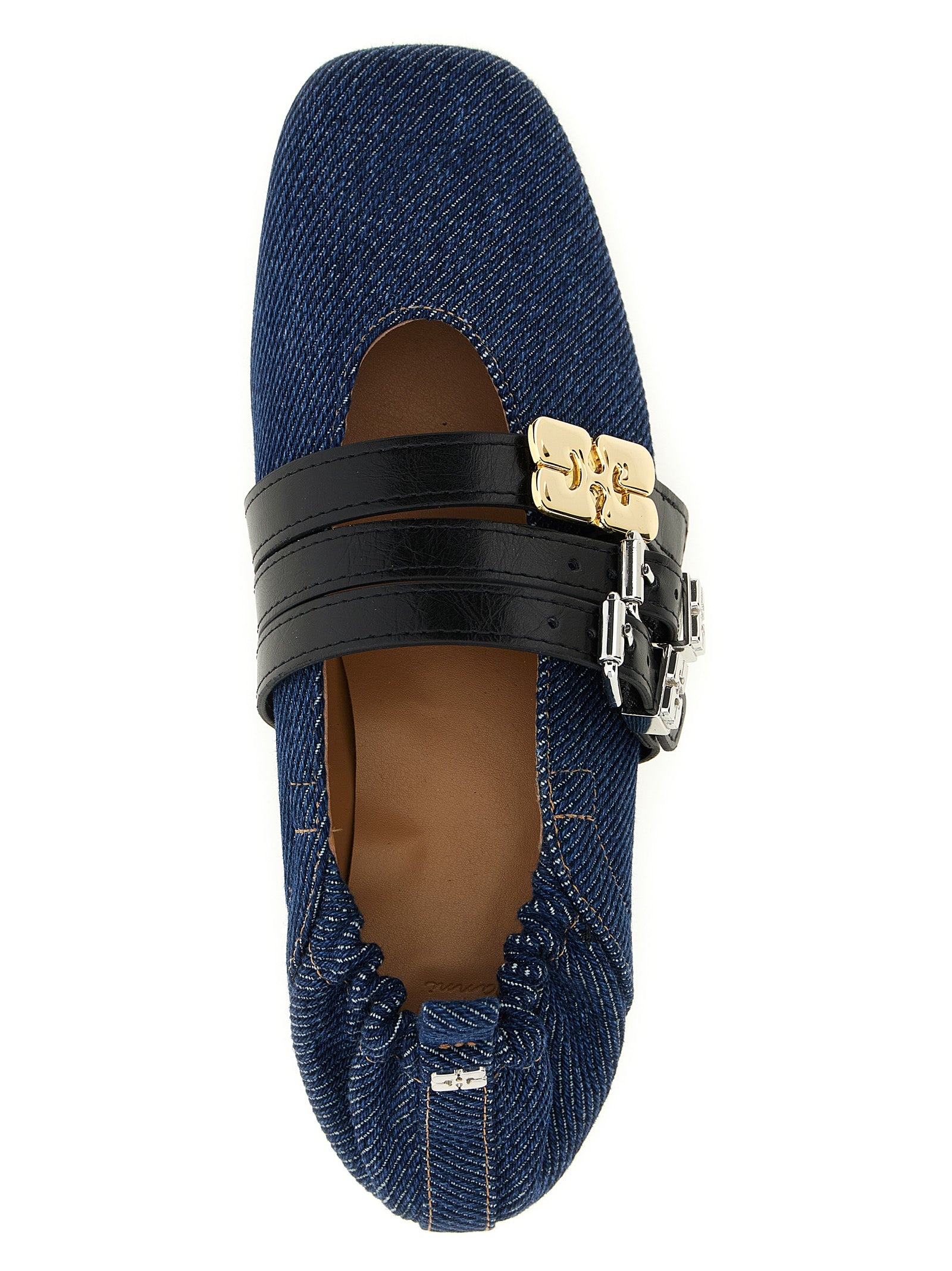 Ganni Blaue Ballerinas aus Bio-Baumwolle