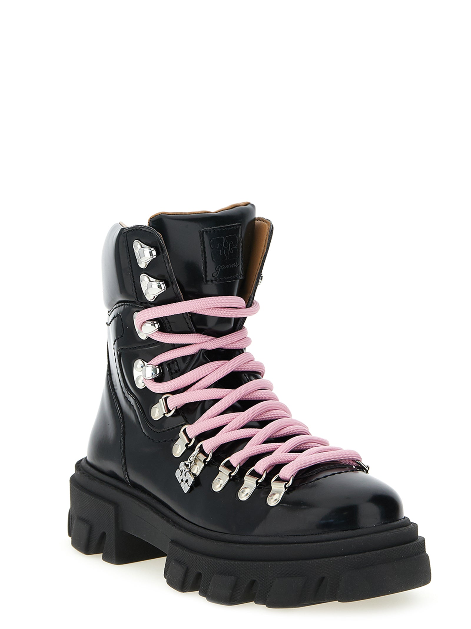 Ganni Schwarze Schnürstiefel aus Polyester