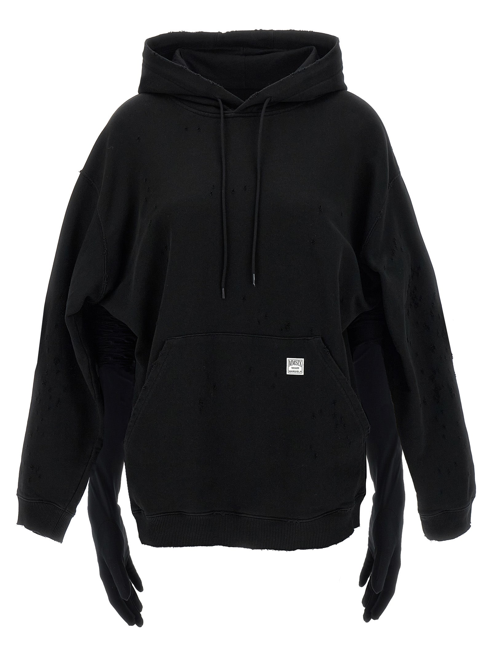 MM6 Maison Margiela Schwarzes kurzes Baumwollkleid